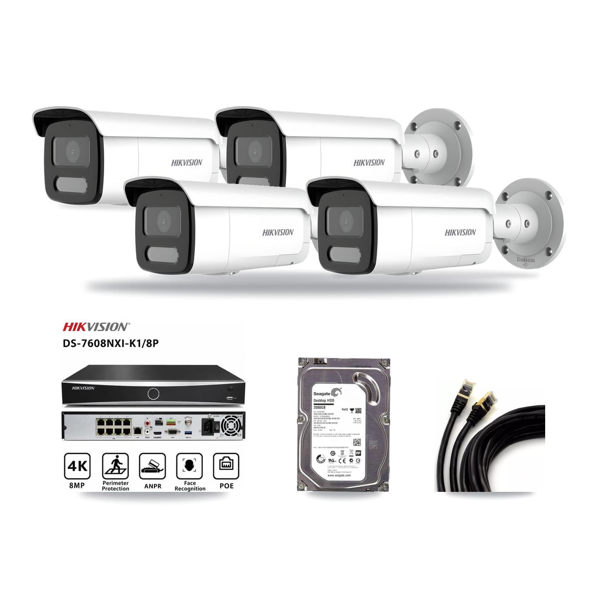 Hikvision 8-Channel 4MP CCTV Kit — 4 Bullet Cameras + 2TB Recording - Image 1