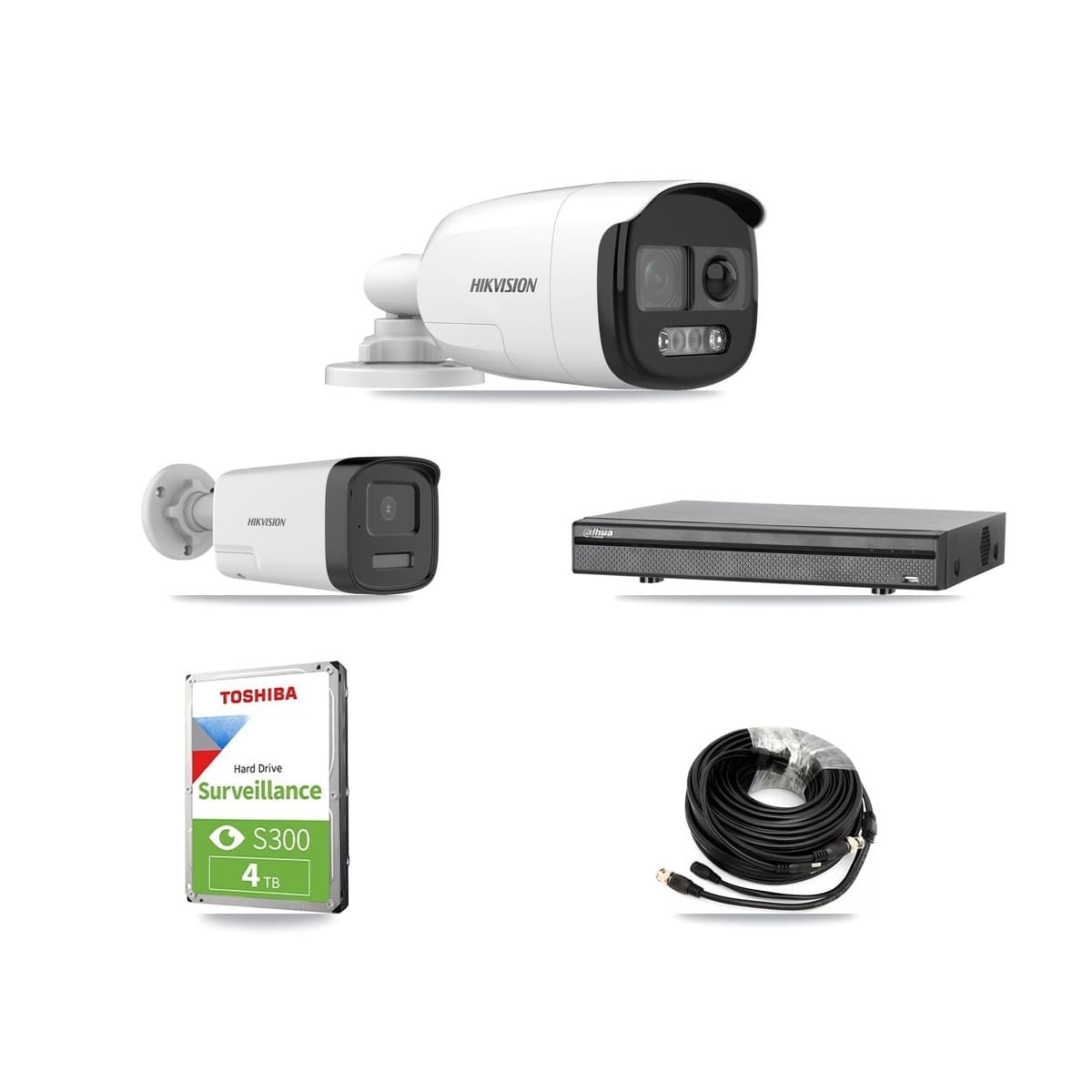 Hikvision & Dahua 8-Channel 5MP CCTV Kit — 2 DS-2CE12KF3T + 1 DS-2CE17K0T Bullet Cameras + 4TB Recording - Image 1