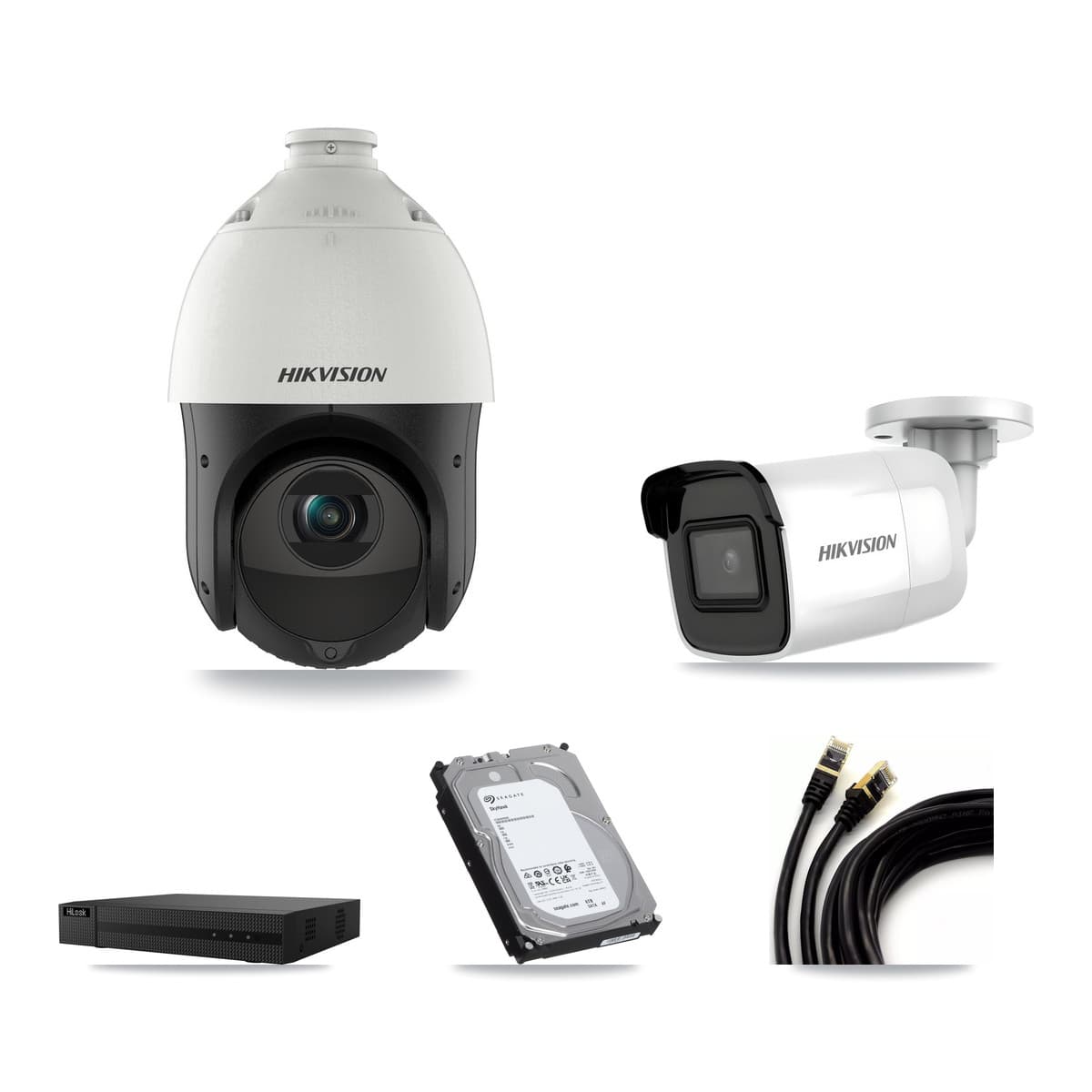 Hikvision & HiLook 8-Channel 4MP – 4K CCTV Kit — 1 4K Bullet + 3 4MP PTZ Cameras + 6TB Recording - Image 1