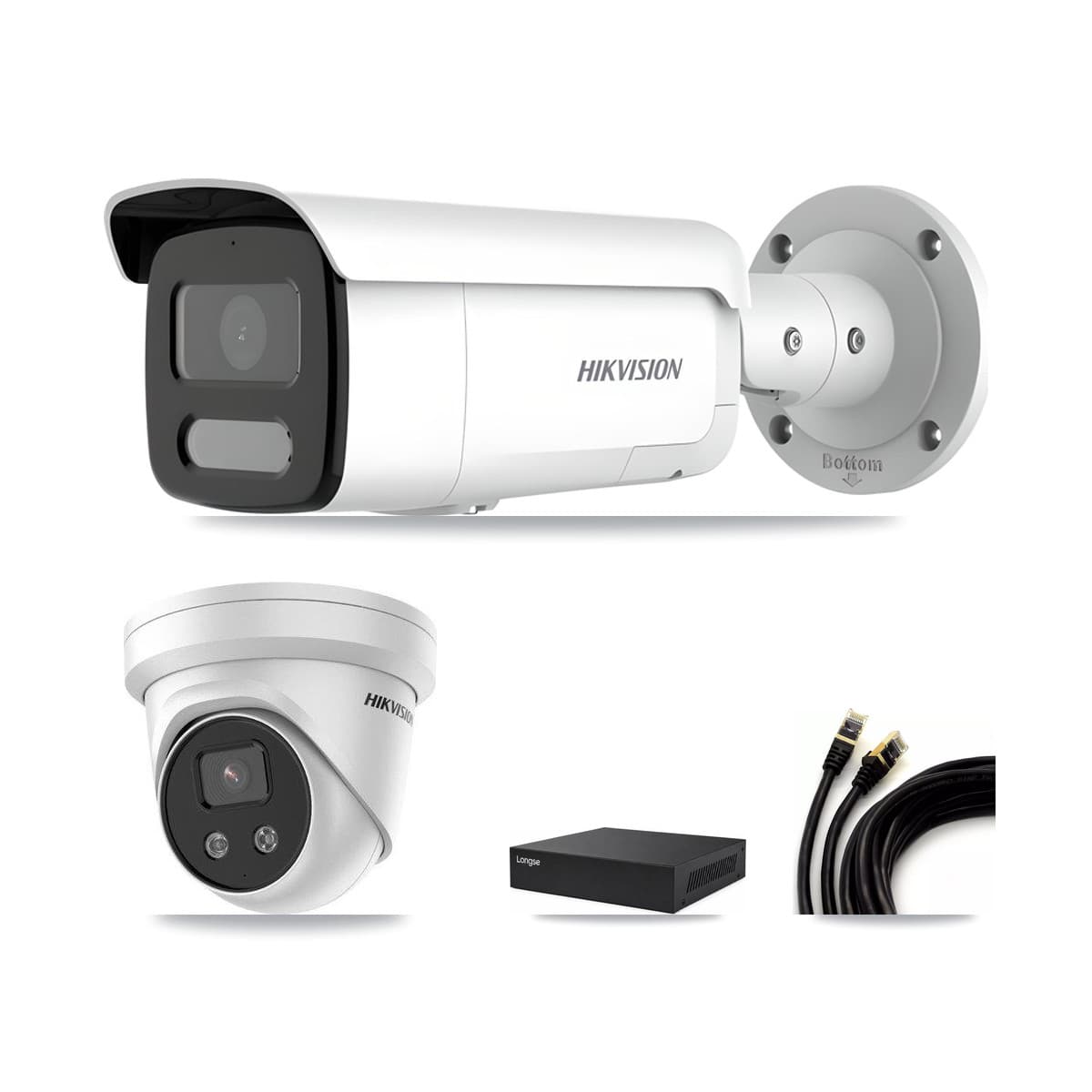 Hikvision & Longse 8-Channel 4MP – 5MP CCTV Kit — 7 4MP Bullet + 1 5MP Turret Cameras + 8TB Recording