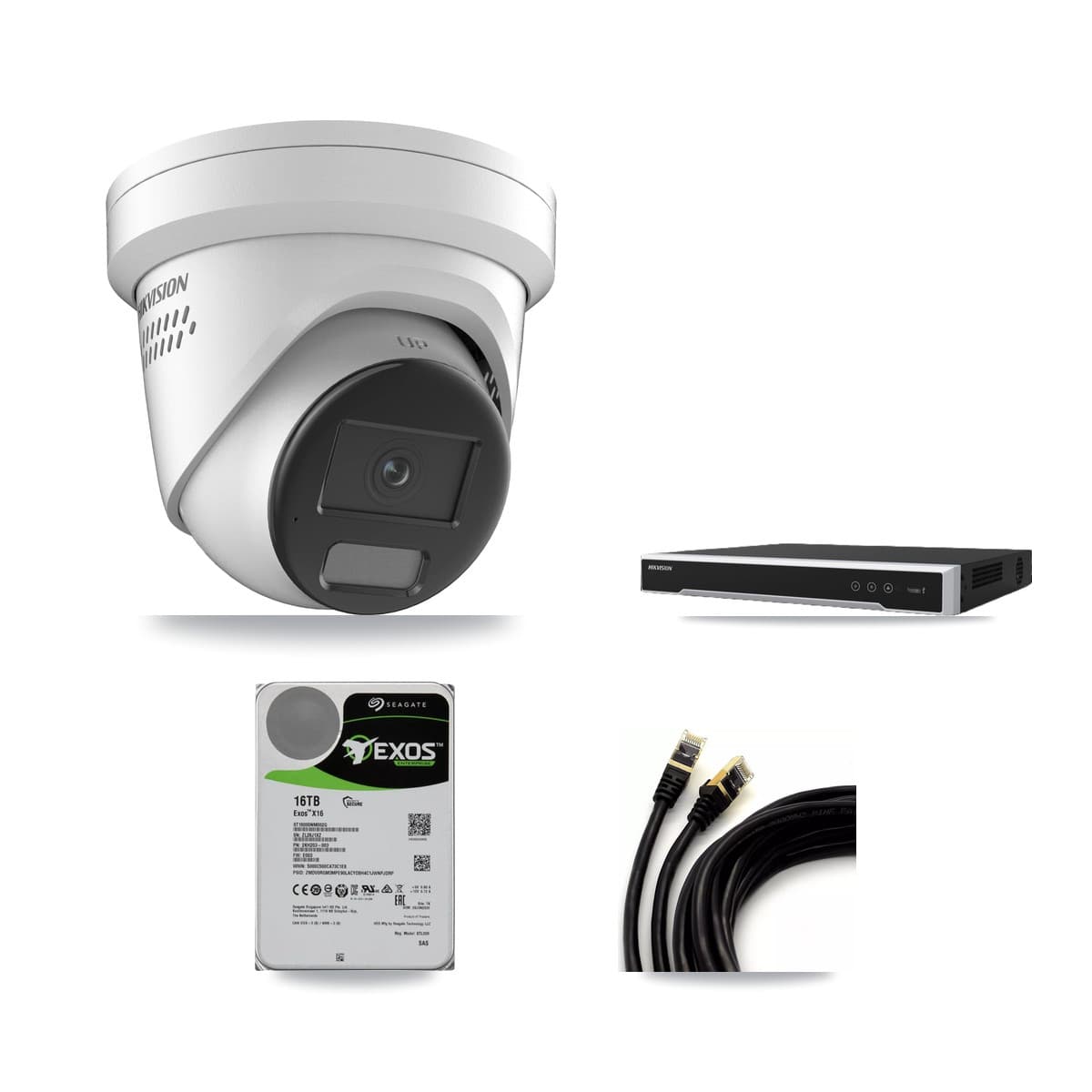 Hikvision 16-Channel 4K CCTV Kit — 12 DS-2CD2387G2H Turret Cameras + 2× 16TB Recording (DS-7616NI-M2 Recorder)