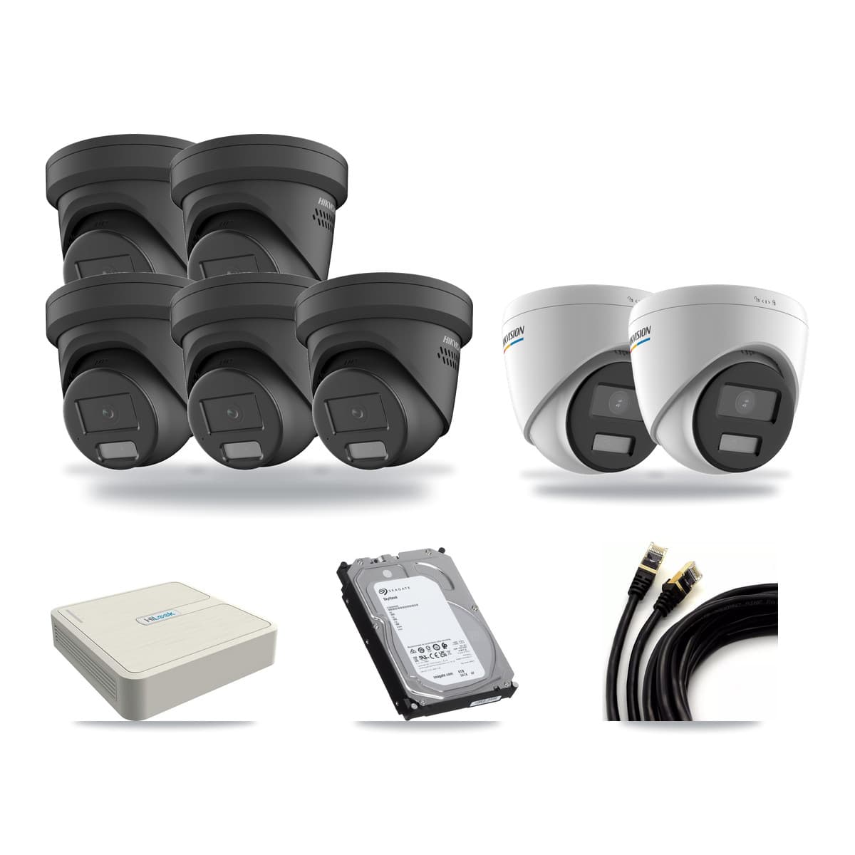 Hikvision & HiLook 8-Channel 2MP – 4MP CCTV Kit — 2 2MP + 5 4MP Turret Cameras + 6TB Recording - Image 1