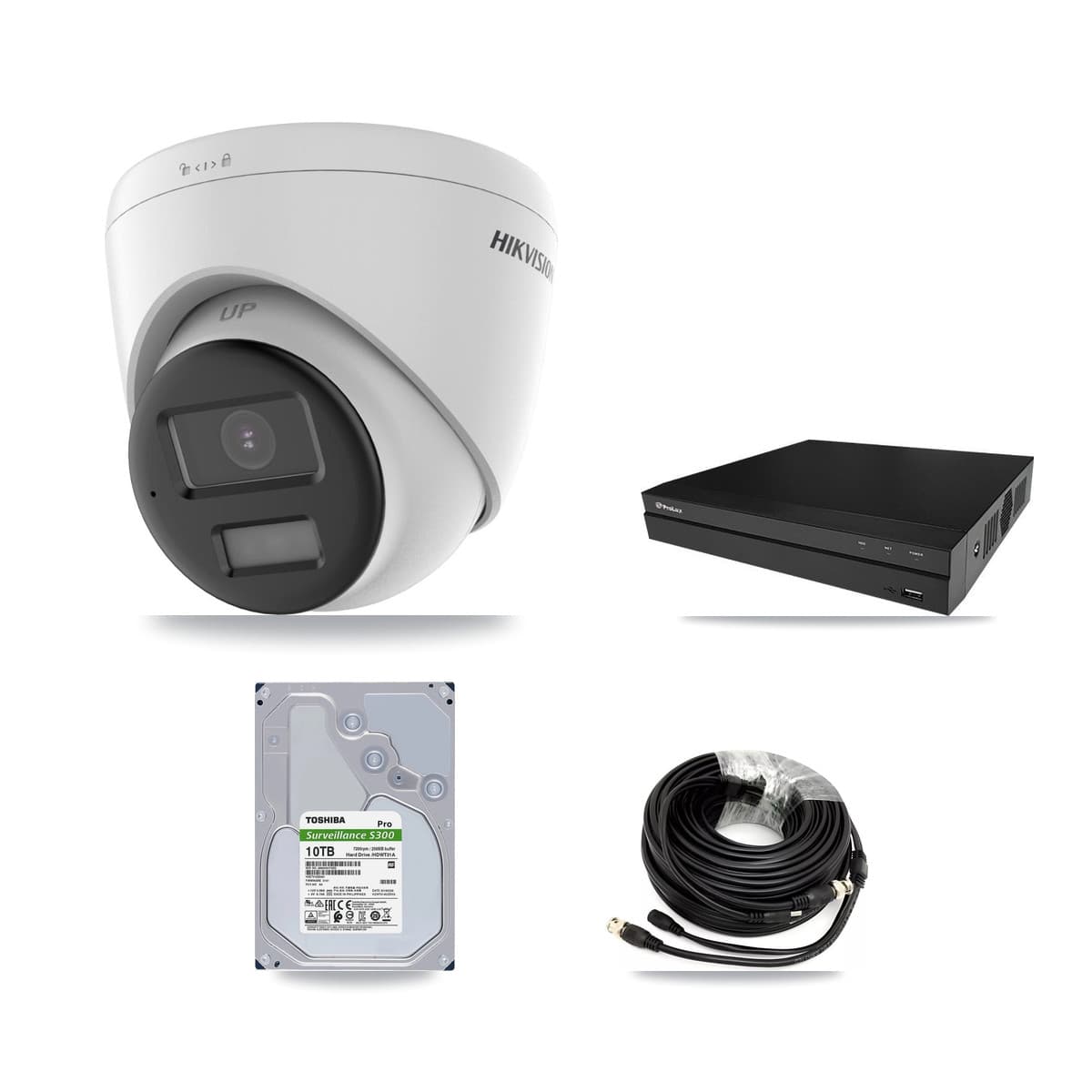 Hikvision & Prolux 8-Channel 4K CCTV Kit — 4 DS-2CE78U0T Turret Cameras + 10TB Recording