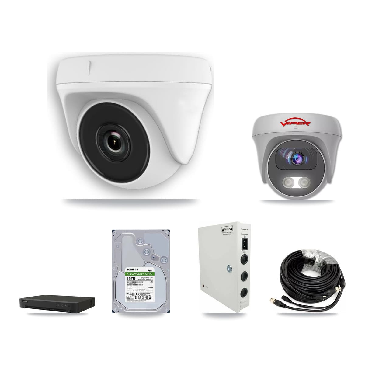 Viper & Hikvision 16-Channel 2MP – 5MP CCTV Kit — 14 2MP Dome + 1 5MP Cameras + 10TB Recording
