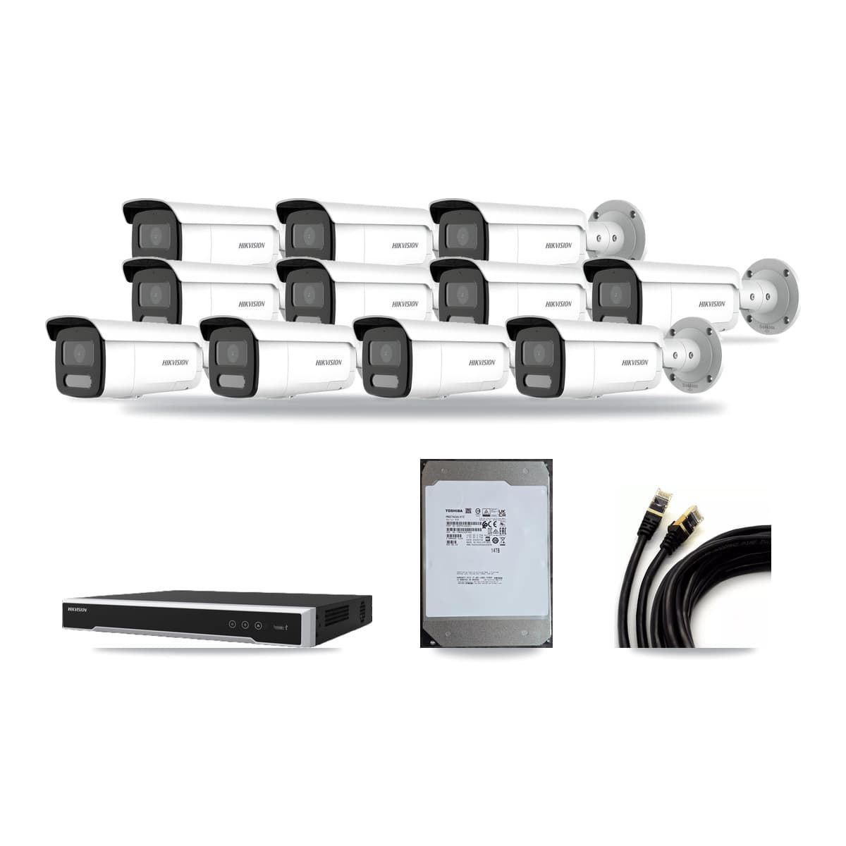 Hikvision 16-Channel 4MP CCTV Kit — 11 Bullet Cameras + 14TB Recording (DS-7616NI-M2 Recorder) - Image 1