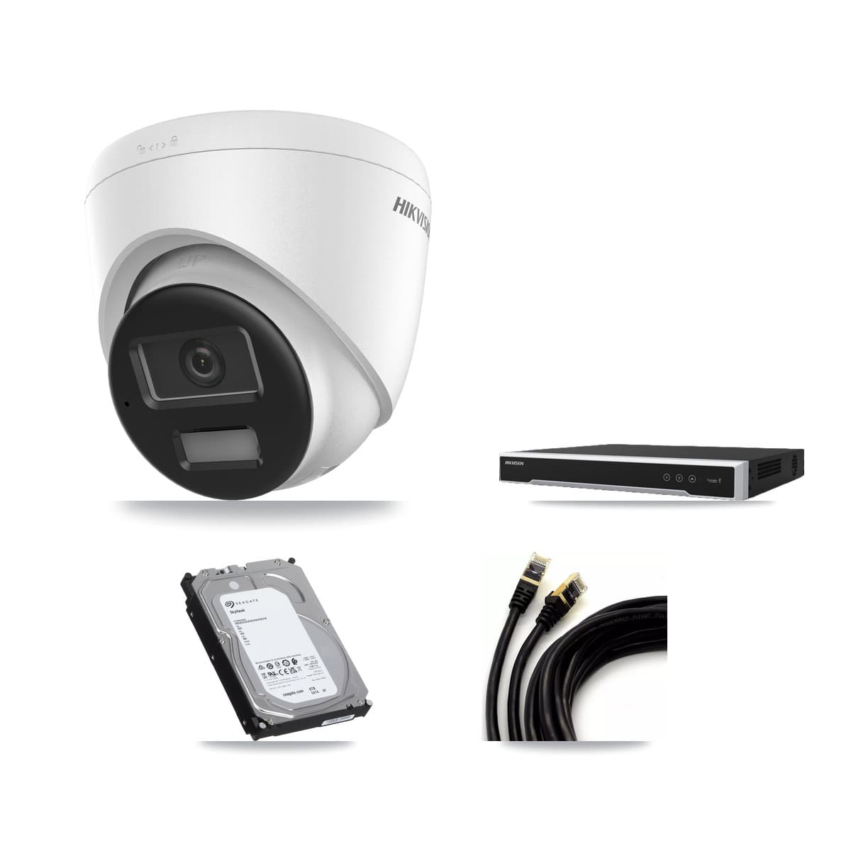 Hikvision 8-Channel 4K CCTV Kit — 2 DS-2CD1383G2-LIU Turret Cameras + 6TB Recording (DS-7608NI-M2/8P Recorder)