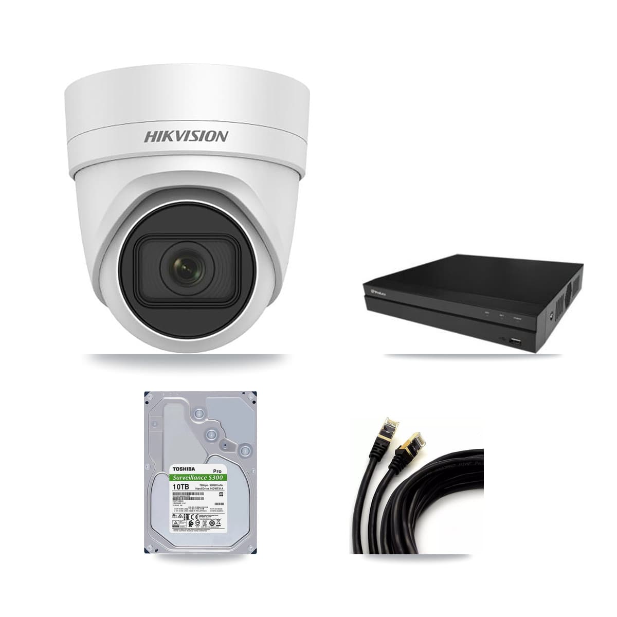 Hikvision & Prolux 16-Channel 4K CCTV Kit — 8 DS-2CD2H83G0 Turret Cameras + 2× 10TB Recording