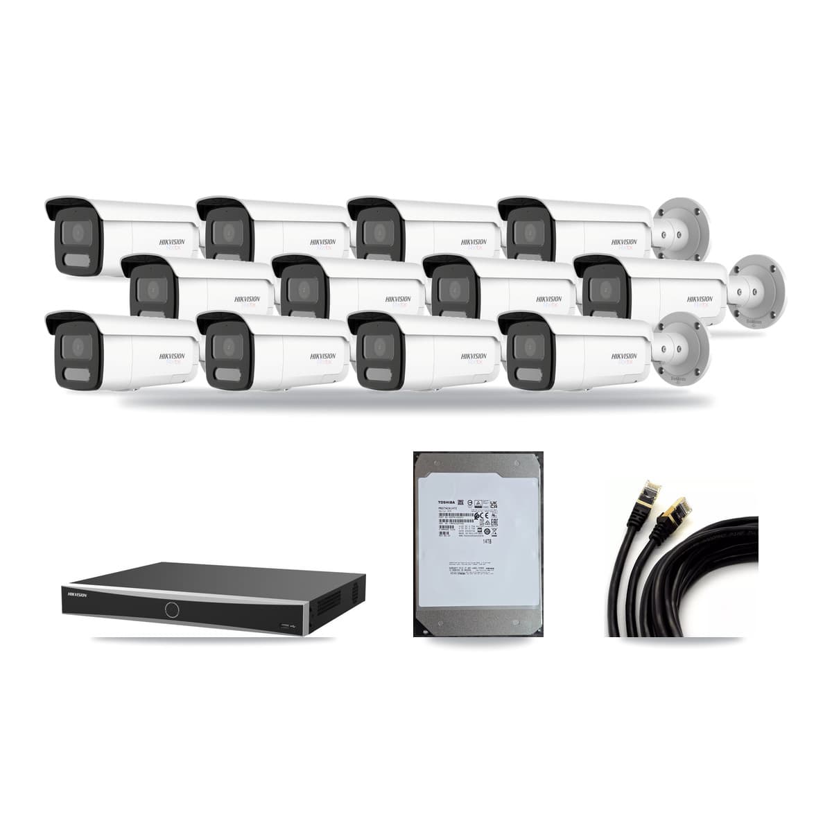 Hikvision 16-Channel 4MP – 4K CCTV Kit — 4 4MP + 8 4K Bullet Cameras + 14TB Recording - Image 1