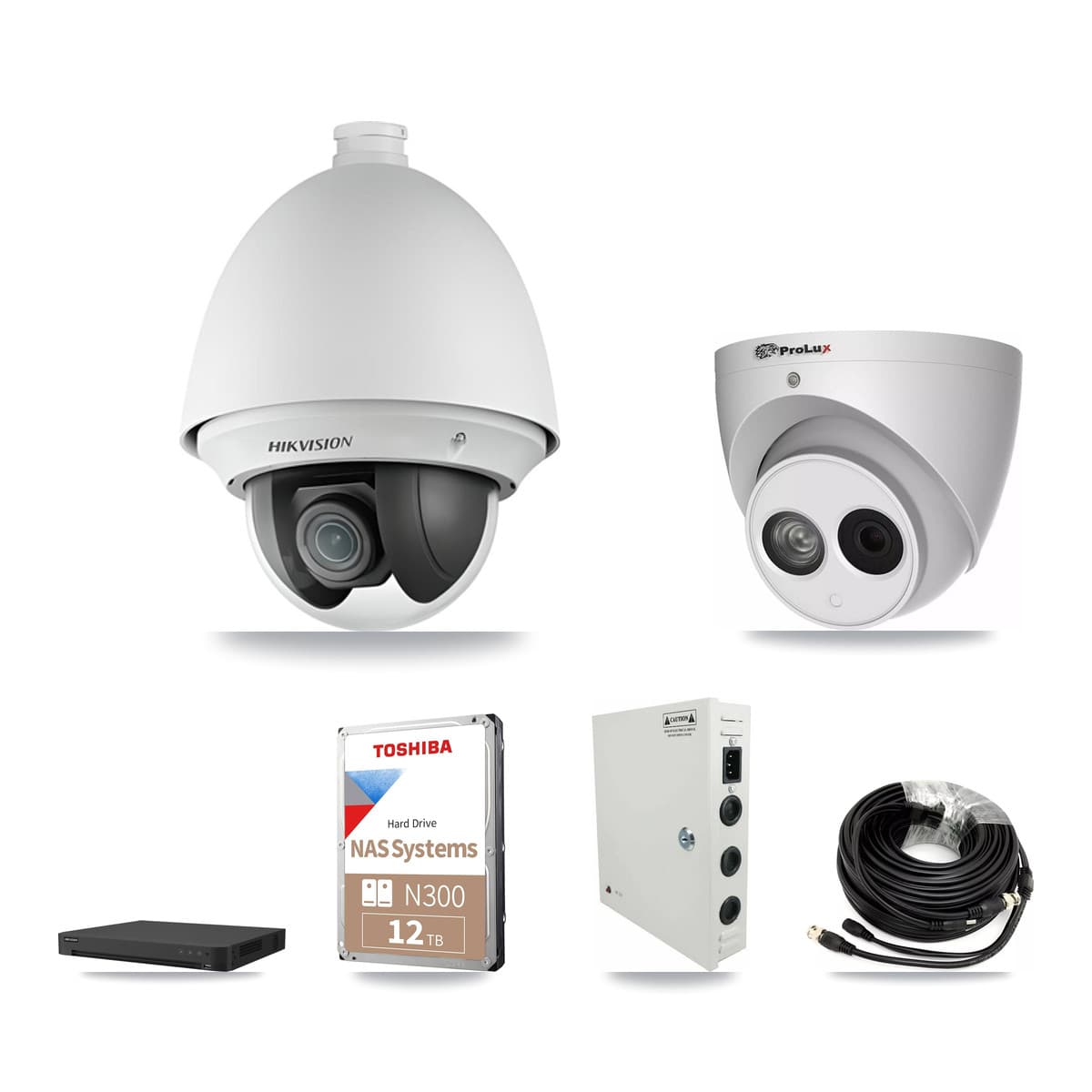 Hikvision & Prolux 32-Channel 2MP – 4MP CCTV Kit — 15 2MP PTZ + 1 4MP Turret Cameras + 12TB Recording