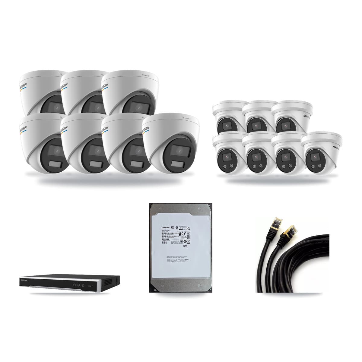 Hikvision 16-Channel 2MP – 5MP CCTV Kit — 7 2MP + 7 5MP Turret Cameras + 14TB Recording (DS-7616NI-M2 Recorder) - Image 1