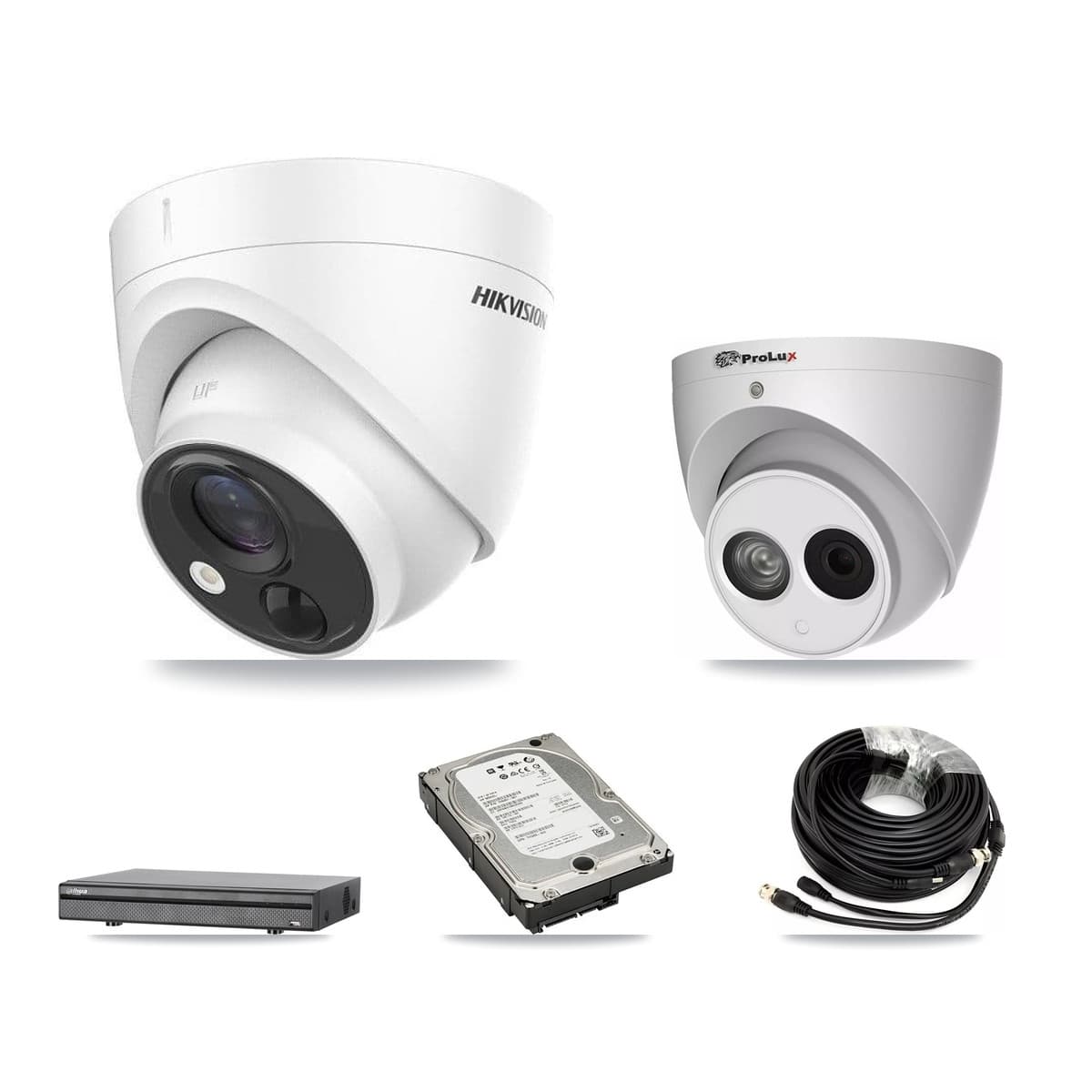 8-Channel 4MP – 5MP CCTV Kit — 3 DS-2CE71H0T 5MP + 1 PXC-612C4W-A 4MP Turret Cameras + 5TB Recording (DH-XVR5108H Recorder) - Image 1