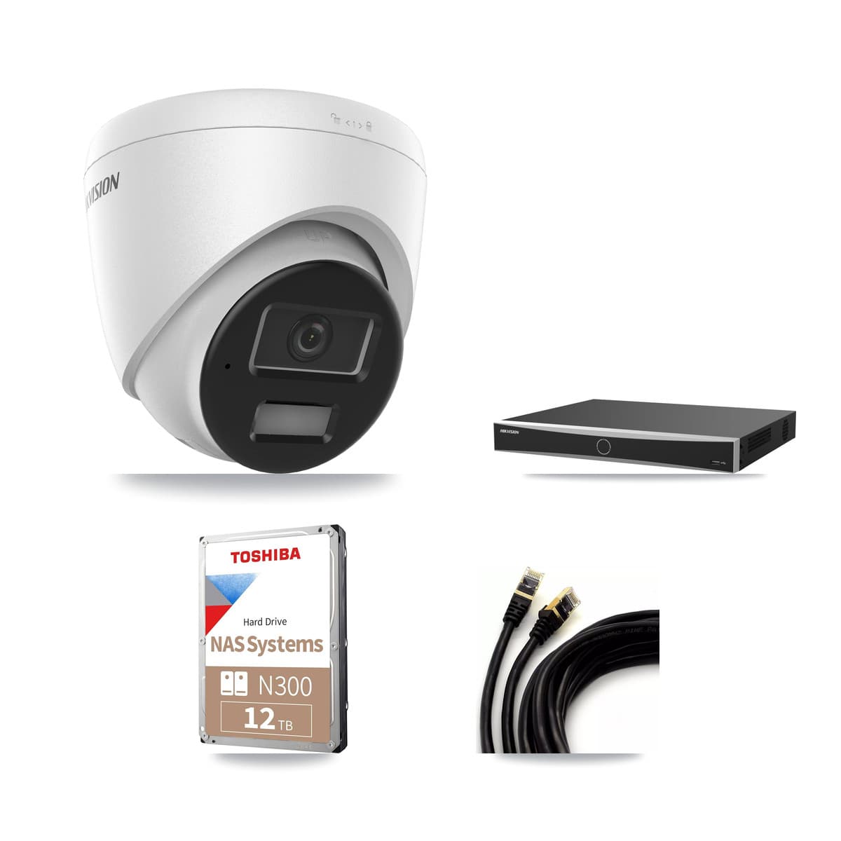 Hikvision 16-Channel 4MP CCTV Kit — 9 DS-2CD1343G2 Turret Cameras + 12TB Recording (DS-7616NXI Recorder)