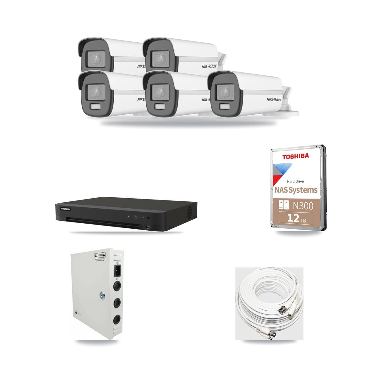 Hikvision 8-Channel 4K CCTV Kit — 5 Bullet Cameras + 12TB Recording - Image 1