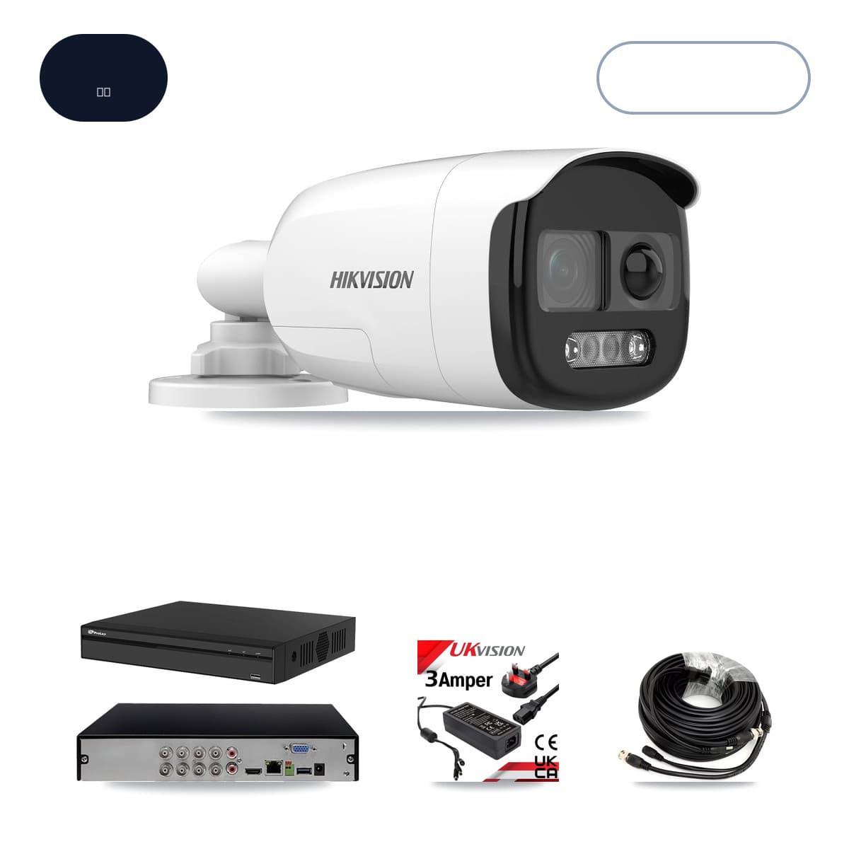 Prolux PXD-5108HS-4K/X1 8-Channel DVR CCTV Kit — 3× Hikvision DS-2CE12KF3T-PIRXO 5MP Cameras + 6TB HDD - Image 1