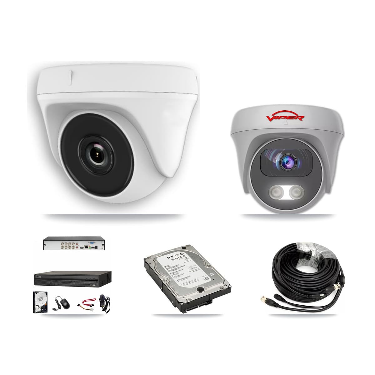 Viper & Dahua 8-Channel 2MP – 5MP CCTV Kit — 5 White 2MP Dome + 1 White 5MP Cameras + 5TB Recording (XVR-3108AD Recorder)