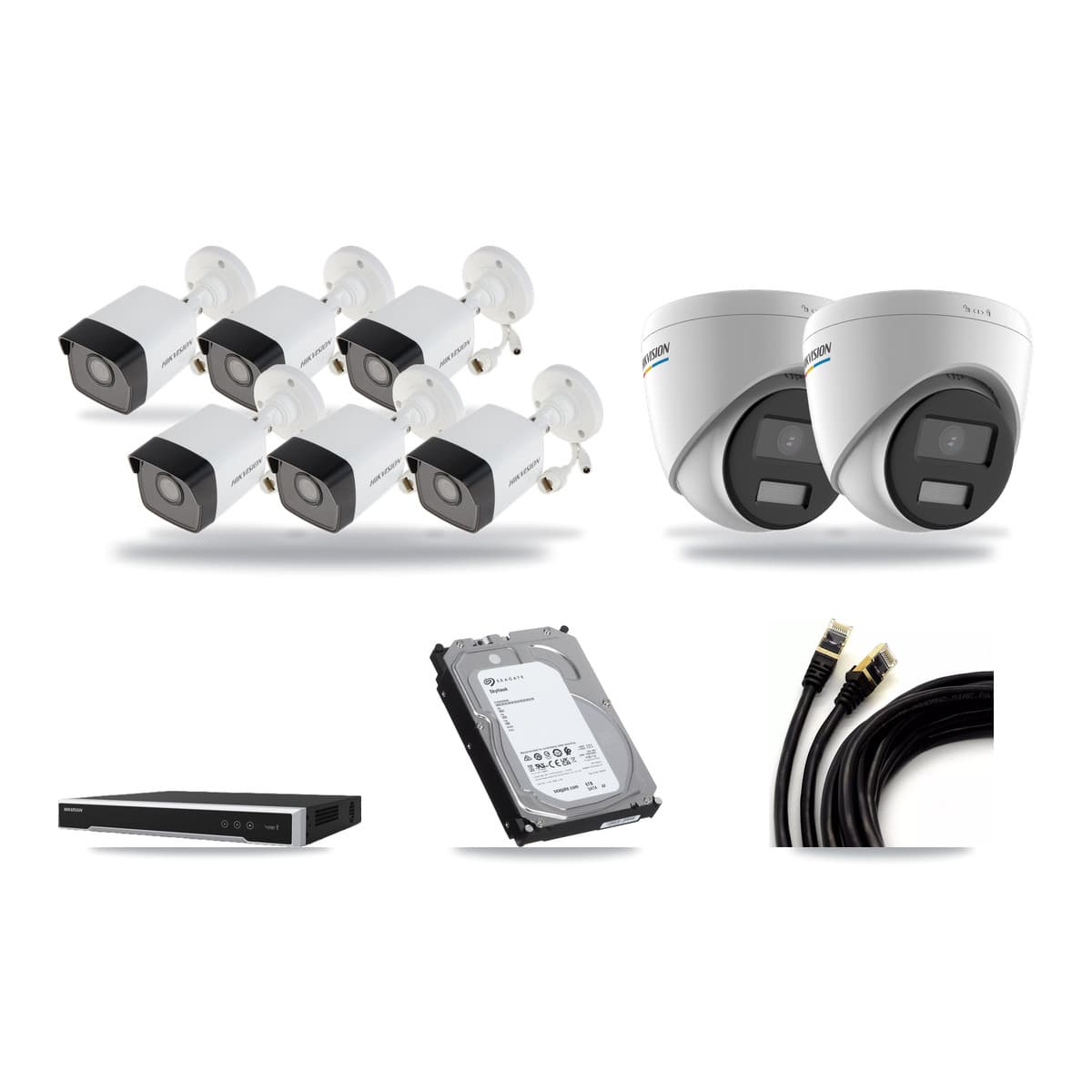 Hikvision 16-Channel 2MP – 5MP CCTV Kit — 6 5MP Bullet + 2 2MP Turret Cameras + 6TB Recording (DS-7616NI-M2 Recorder) - Image 1