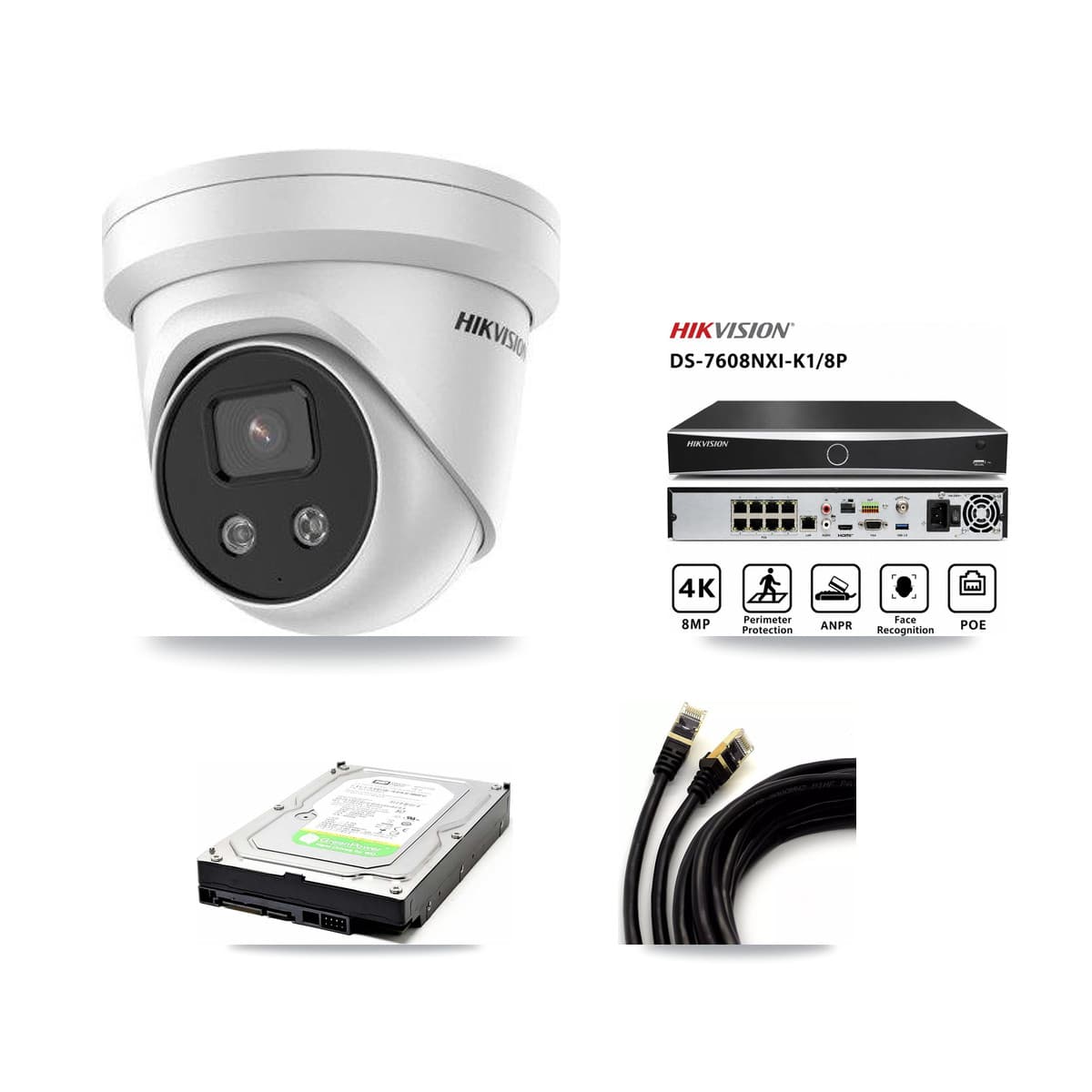 Hikvision 8-Channel 5MP CCTV Kit — 1 Turret Camera + 1TB Recording (DS-7608NXI Recorder)