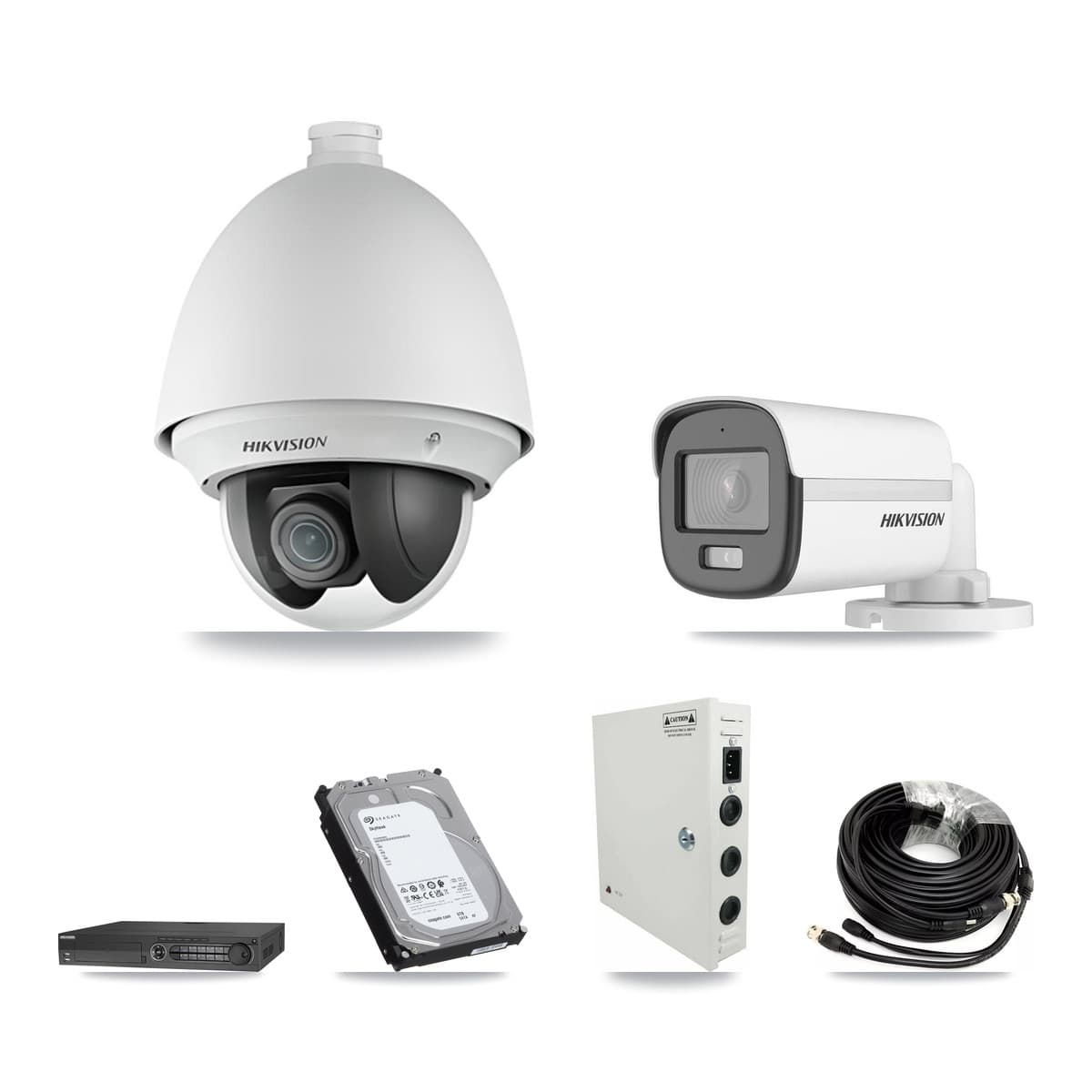 Hikvision 32-Channel 2MP – 5MP CCTV Kit — 15 2MP PTZ + 1 5MP Bullet Cameras + 2× 6TB Recording