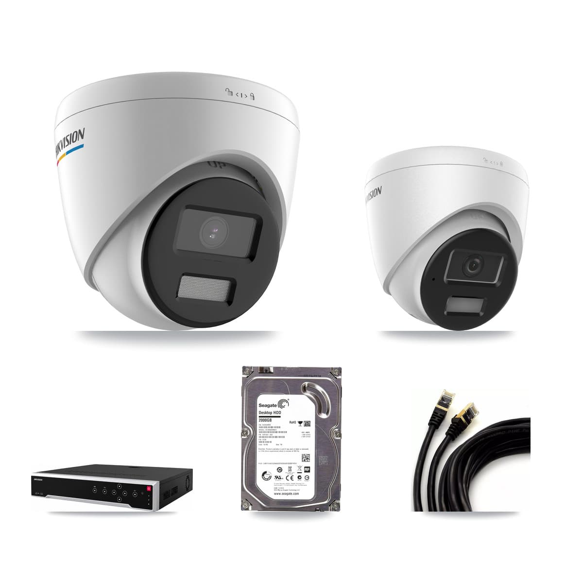 Hikvision 32-Channel 2MP – 4MP CCTV Kit — 1 2MP + 1 4MP Turret Cameras + 2TB Recording