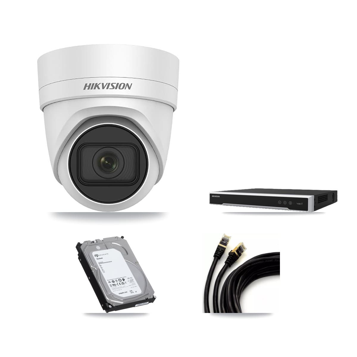 Hikvision 8-Channel 4K CCTV Kit — 2 DS-2CD2H83G0 Turret Cameras + 6TB Recording (DS-7608NI-M2 Recorder)