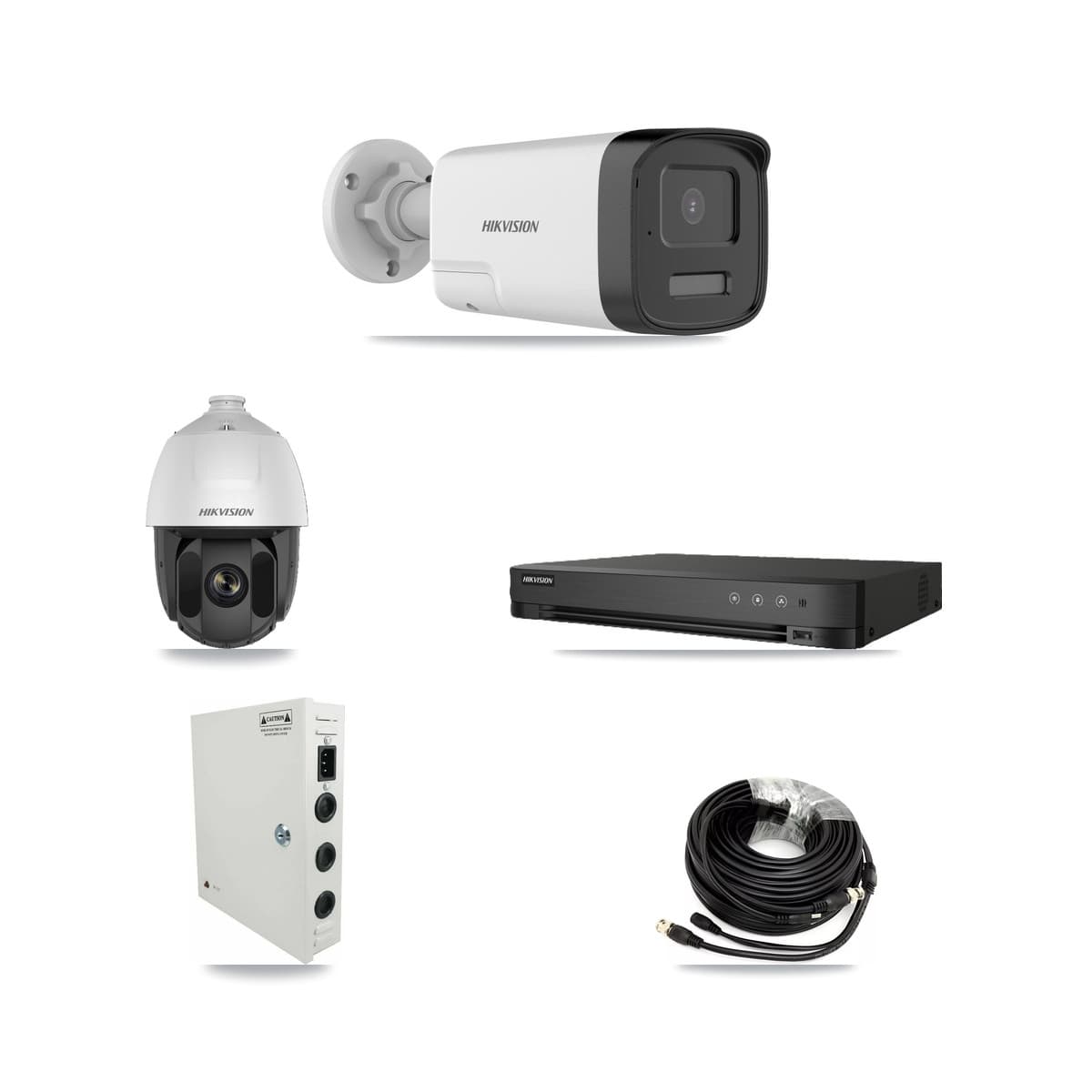Hikvision 8-Channel 2MP – 5MP CCTV Kit — 1 DS-2AE5225TI 2MP PTZ + 6 DS-2CE17K0T 5MP Bullet Cameras + 8TB Recording
