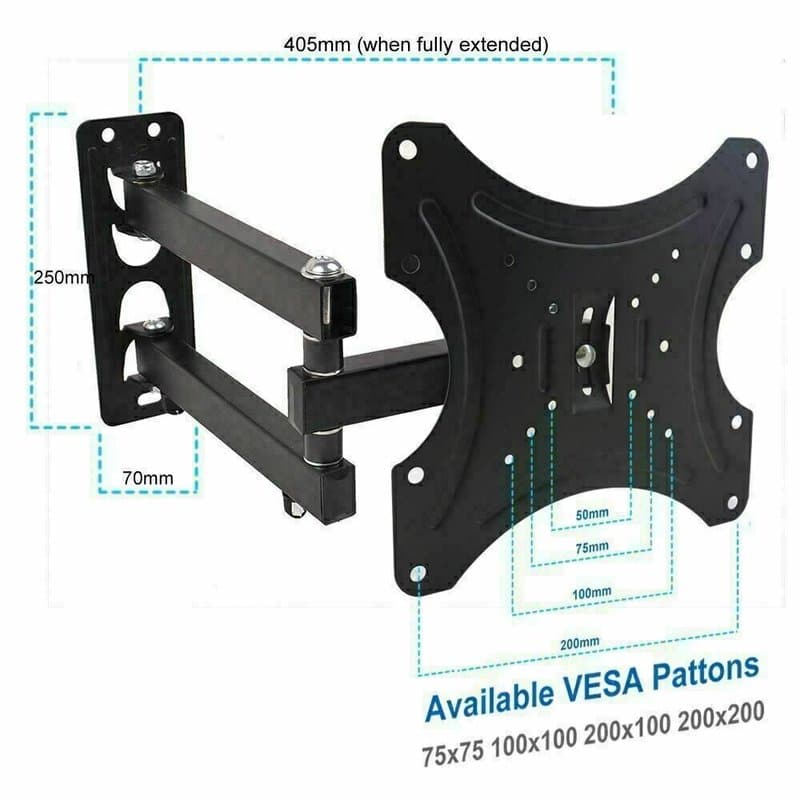 Full Motion TV Wall Mount 14-42 Inch Swivel Tilt VESA 200x200