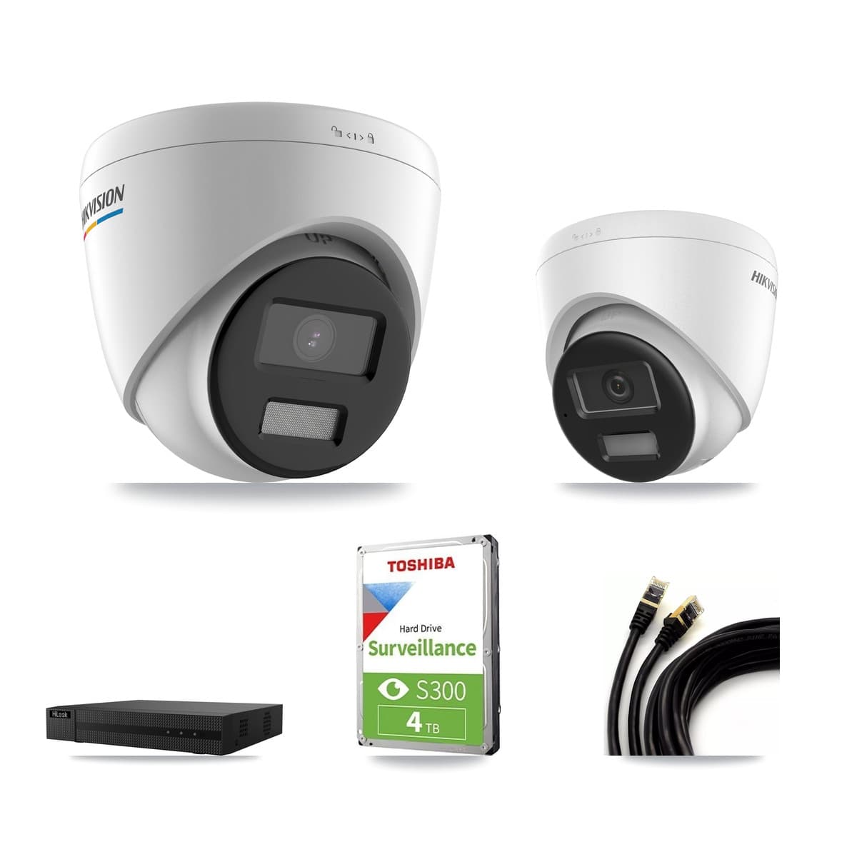 Hikvision & HiLook 8-Channel 2MP – 4K CCTV Kit — 2 2MP + 1 4K Turret Cameras + 4TB Recording