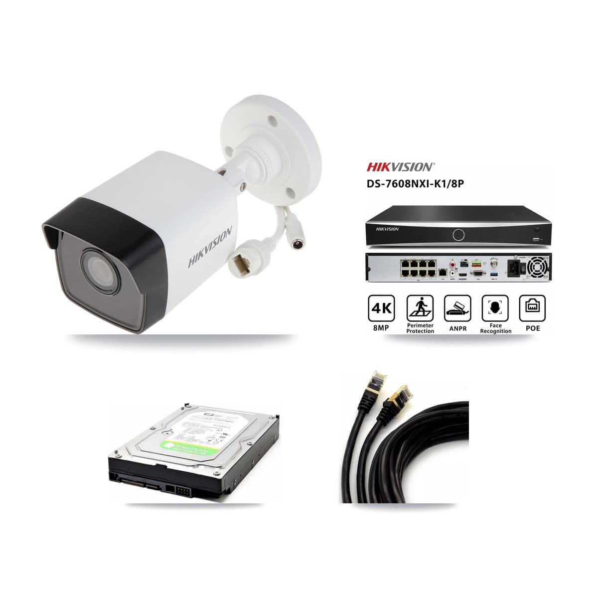 Hikvision 8-Channel 5MP CCTV Kit — 1 Bullet Camera + 1TB Recording (DS-7608NXI Recorder)