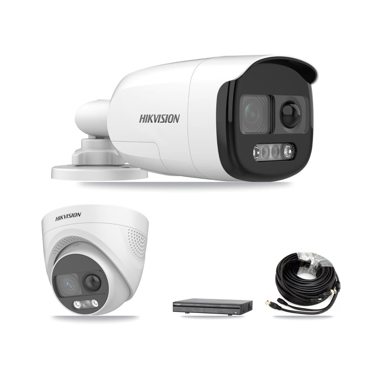Hikvision & Dahua 8-Channel 5MP CCTV Kit — 1 DS-2CE12KF3T Bullet + 1 DS-2CE72KF3T Turret Cameras + 3TB Recording (DH-XVR5108H Recorder)