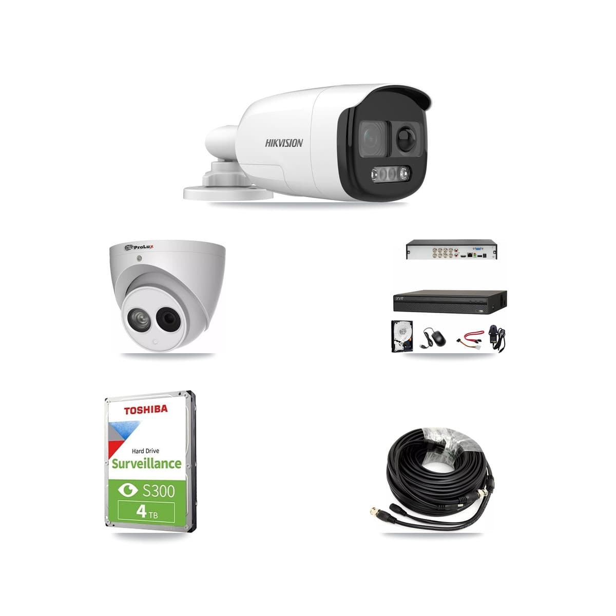 8-Channel 4MP – 5MP CCTV Kit — 2 DS-2CE12KF3T 5MP Bullet + 1 PXC-612C4W-A 4MP Turret Cameras + 4TB Recording (XVR-3108AD Recorder) - Image 1