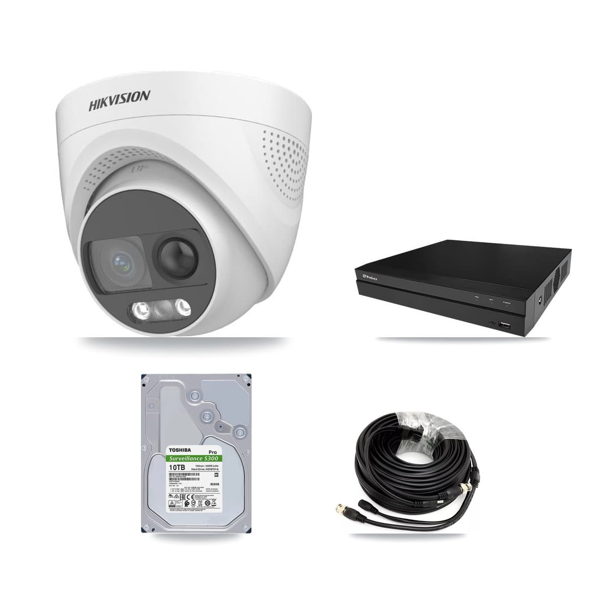 Hikvision & Prolux 8-Channel 5MP CCTV Kit — 8 DS-2CE72KF3T Turret Cameras + 10TB Recording