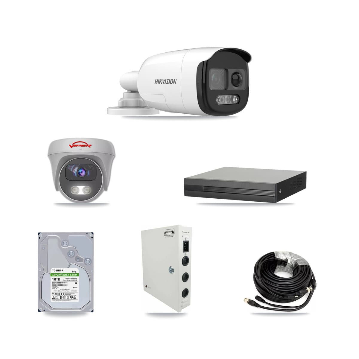 Hikvision & Viper 16-Channel 5MP CCTV Kit — 11 DS-2CE12KF3T Bullet + 1 VIPER-5MP-3K Cameras + 10TB Recording