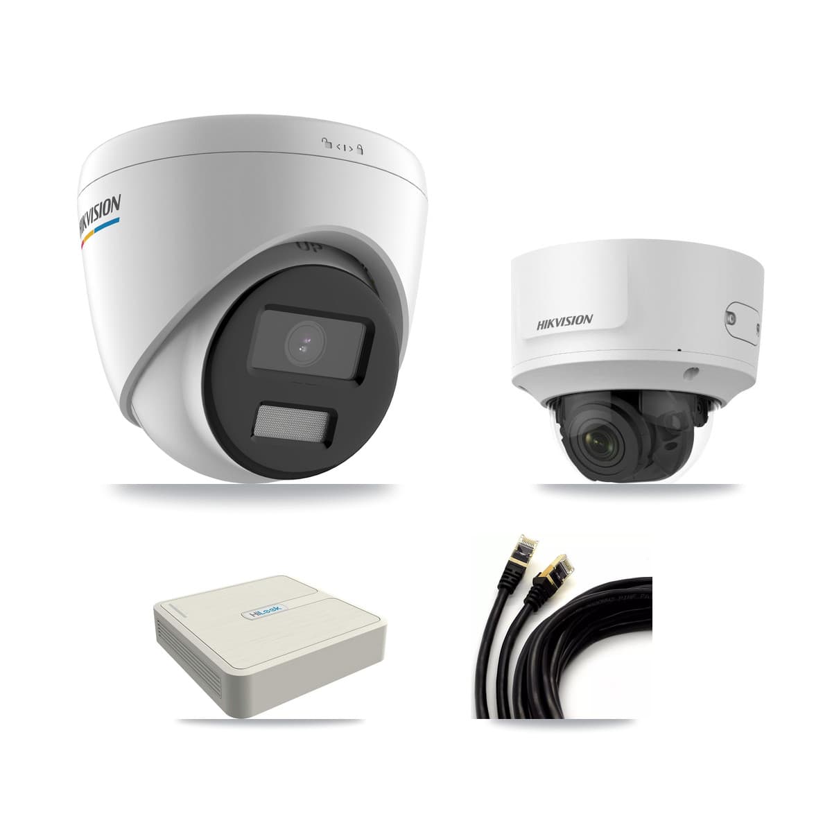 Hikvision & HiLook 8-Channel 2MP CCTV Kit — 3 Turret + 1 Dome Cameras + 3TB Recording (NVR-108H-D Recorder)