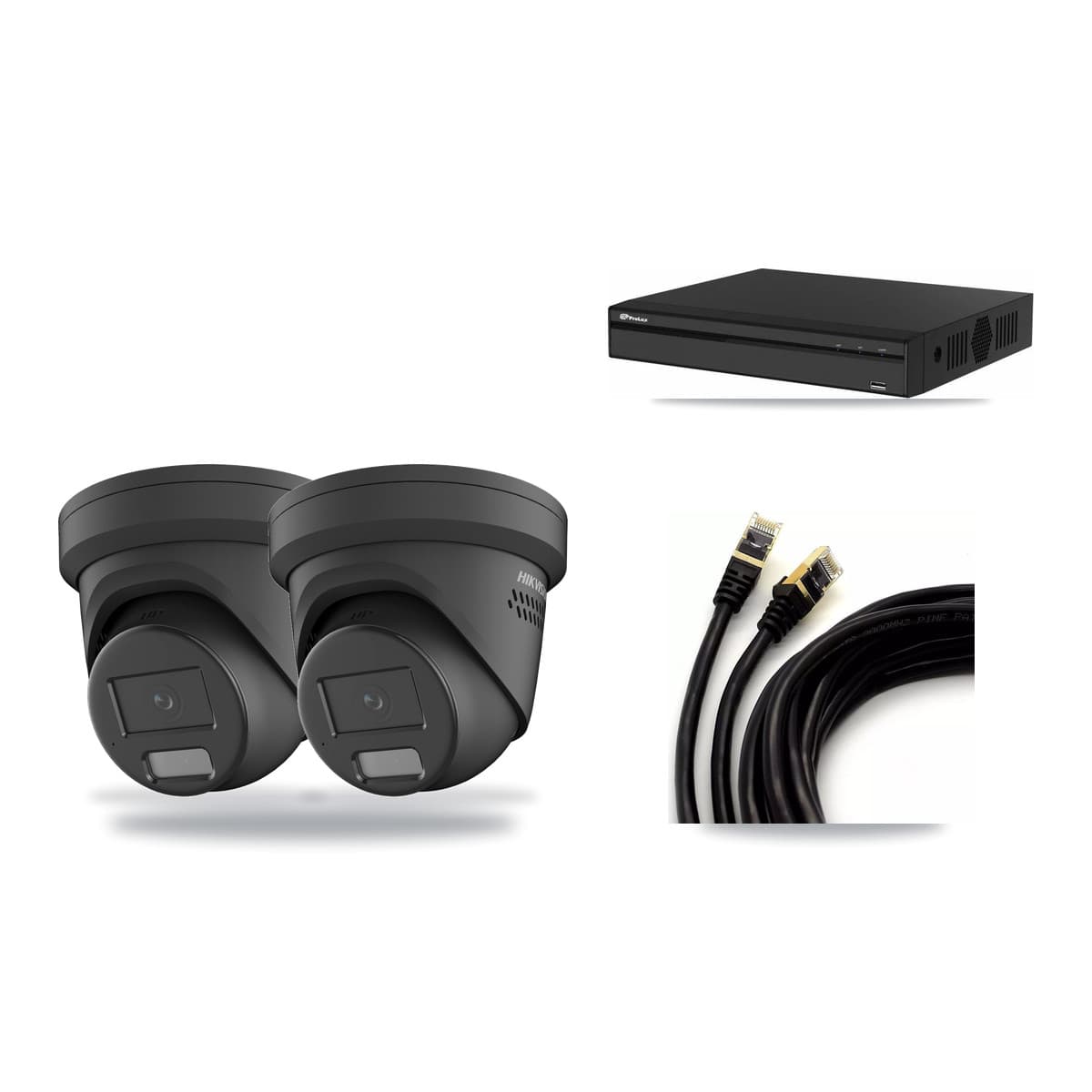 Hikvision & Prolux 4-Channel 4MP CCTV Kit — 2 Black Turret Cameras + 3TB Recording - Image 1
