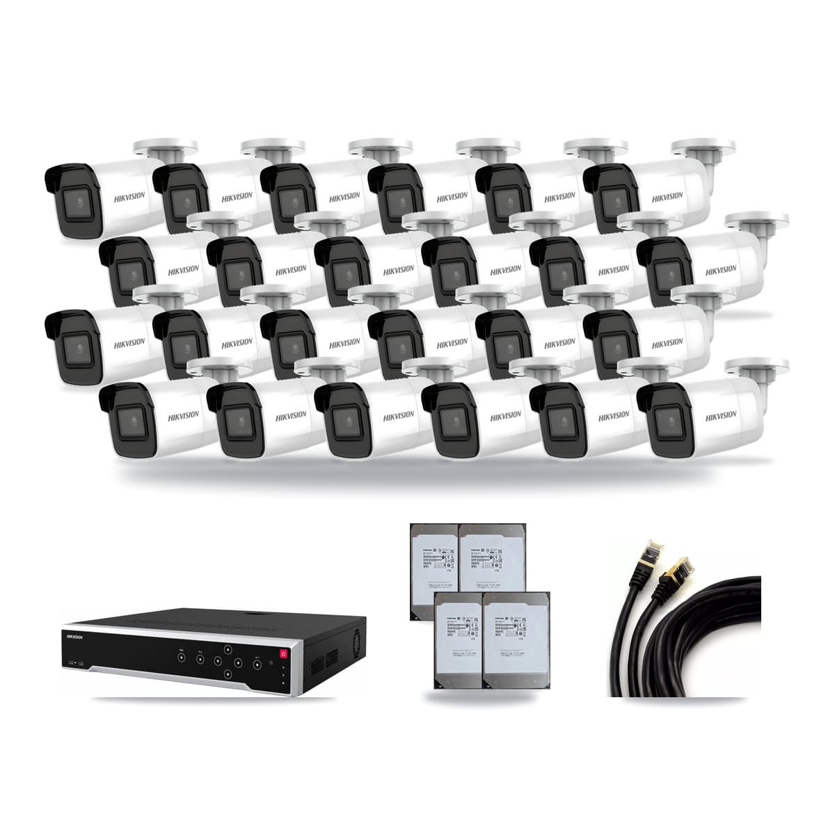 Hikvision 32-Channel 4K CCTV Kit — 24 Bullet Cameras + 4× 14TB Recording - Image 1