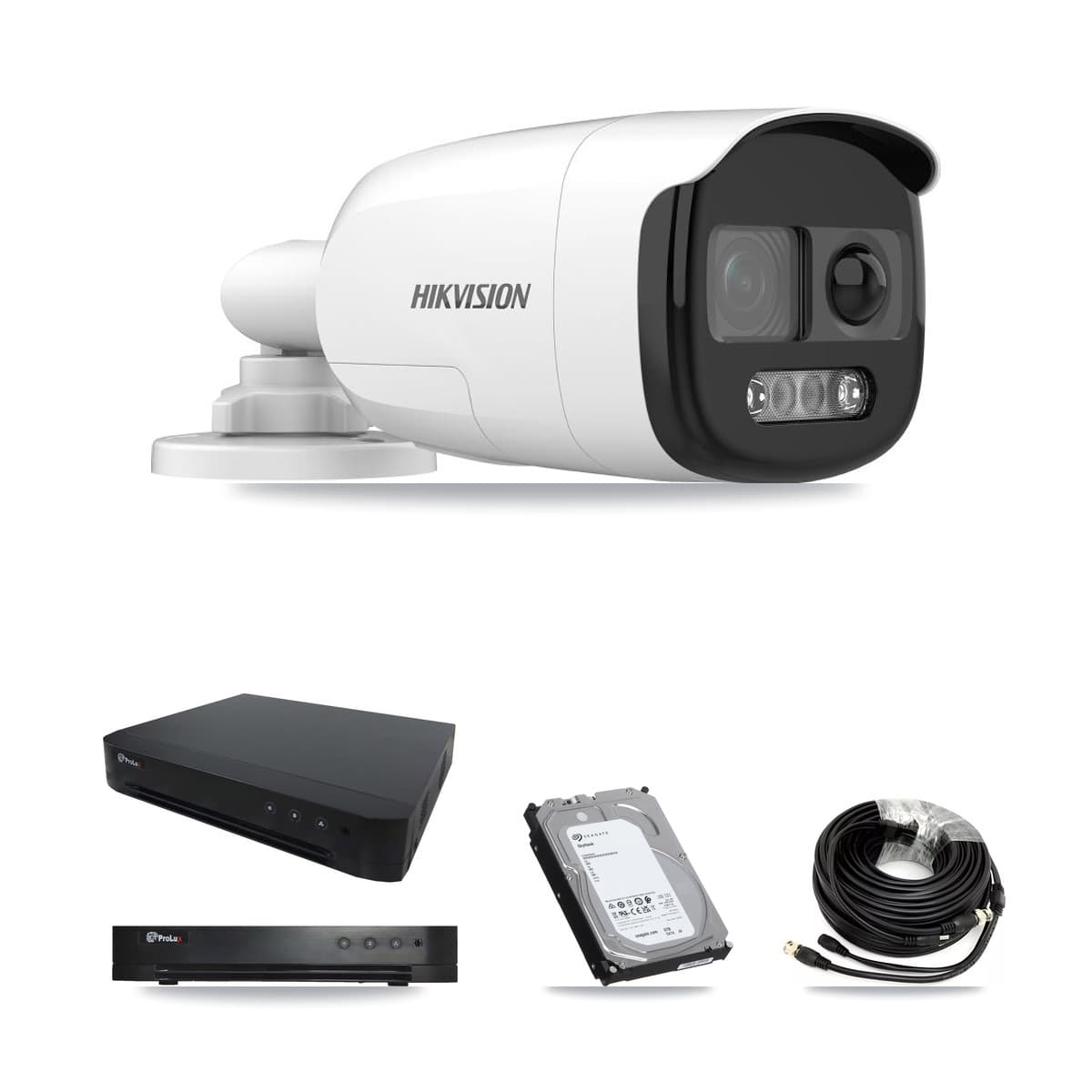 Hikvision & Prolux 16-Channel 5MP CCTV Kit — 8 DS-2CE12KF3T Bullet Cameras + 6TB Recording - Image 1
