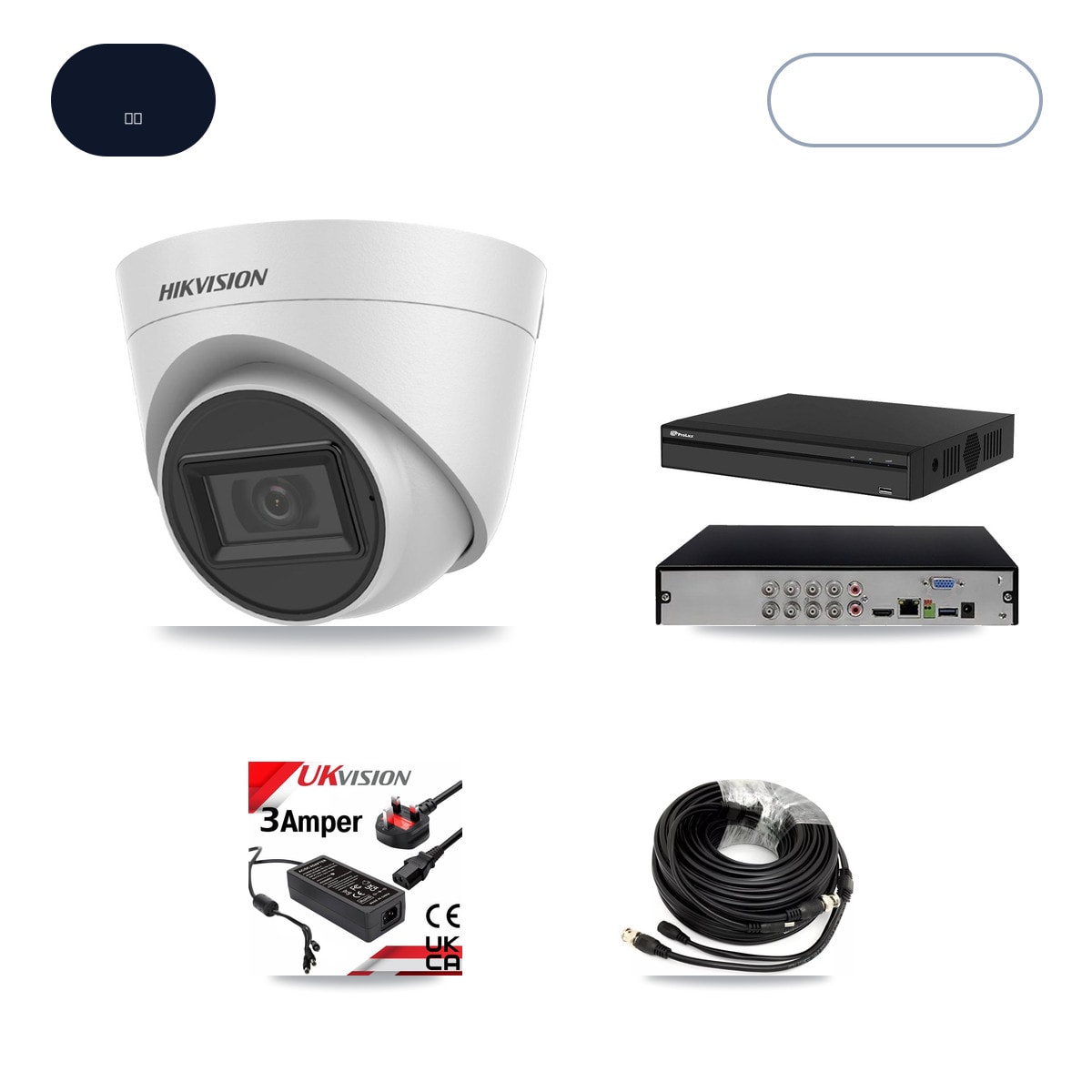 Prolux PXD-5108HS-4K/X1 8-Channel DVR CCTV Kit — 4× Hikvision DS-2CE78H0T-IT3FS 5MP Cameras + 6TB HDD