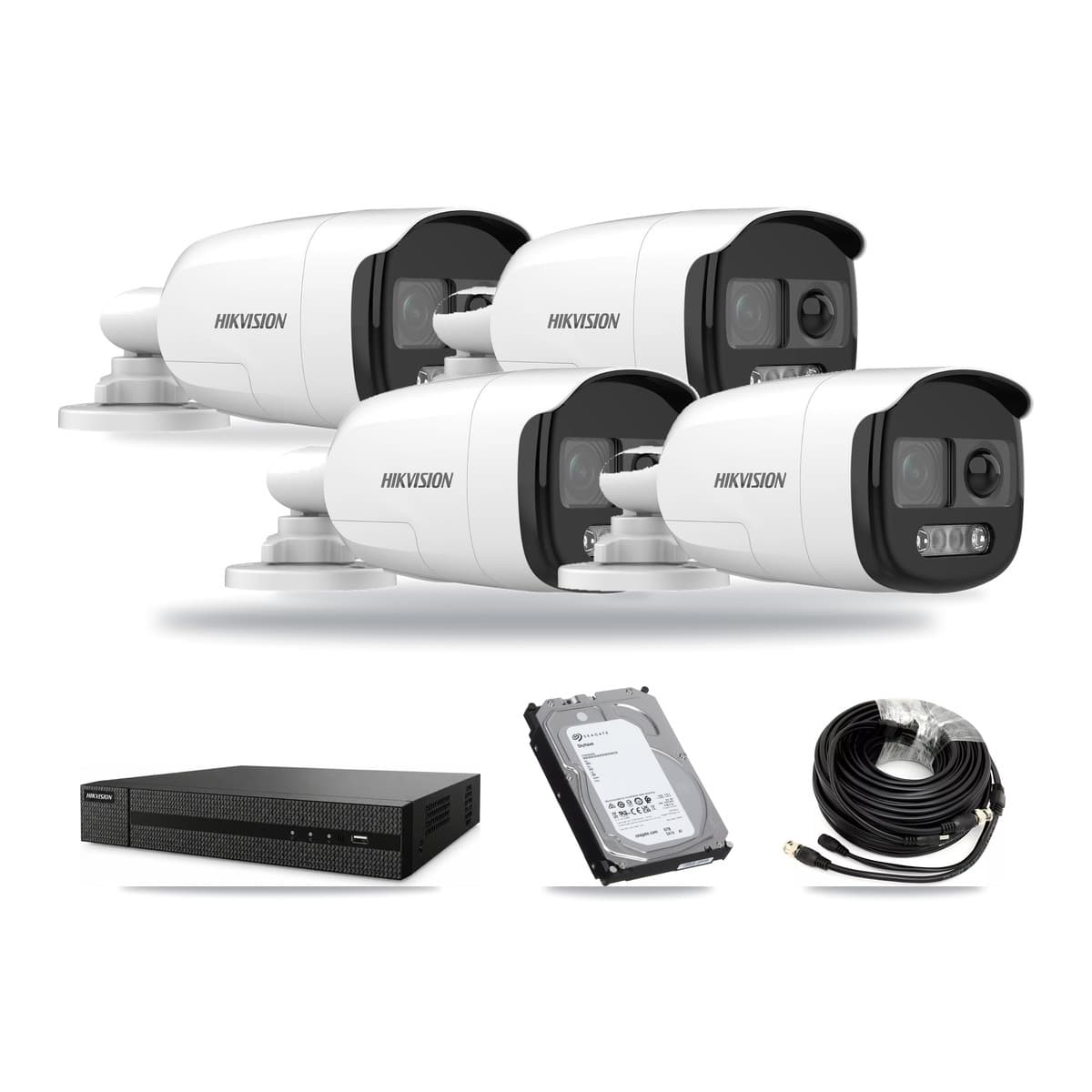 Hikvision 8-Channel 5MP CCTV Kit — 4 DS-2CE12KF3T Bullet Cameras + 6TB Recording (DVR-8CH Recorder) - Image 1