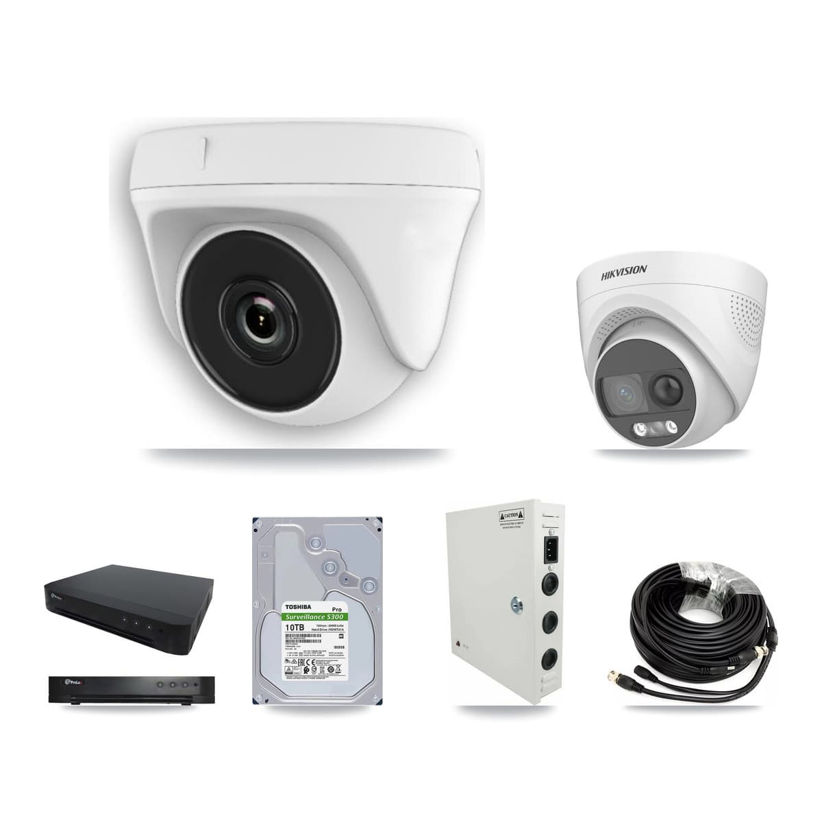 Hikvision & Prolux 16-Channel 2MP – 5MP CCTV Kit — 1 DS-2CE72KF3T 5MP Turret + 13 White HDT-2MP-N20W 2MP Dome Cameras + 10TB Recording - Image 1