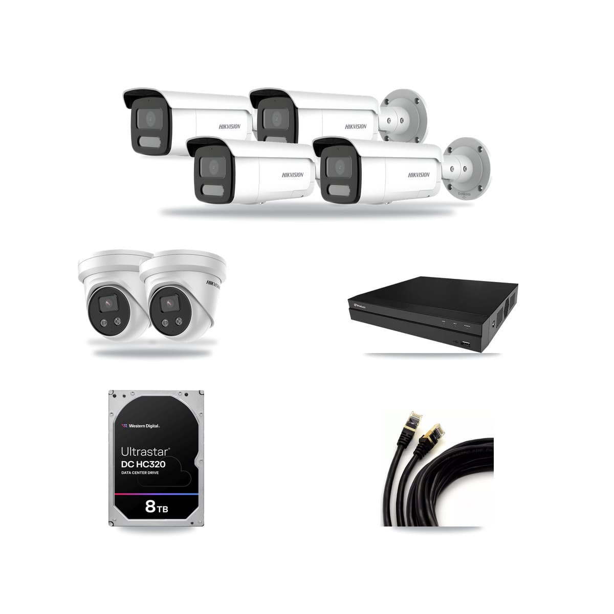 Hikvision & Prolux 8-Channel 4MP – 5MP CCTV Kit — 4 4MP Bullet + 2 5MP Turret Cameras + 8TB Recording - Image 1