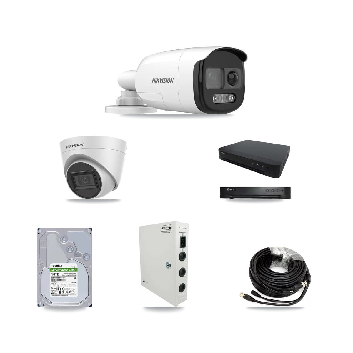 Hikvision & Prolux 16-Channel 5MP CCTV Kit — 14 Bullet + 1 White Turret Cameras + 10TB Recording