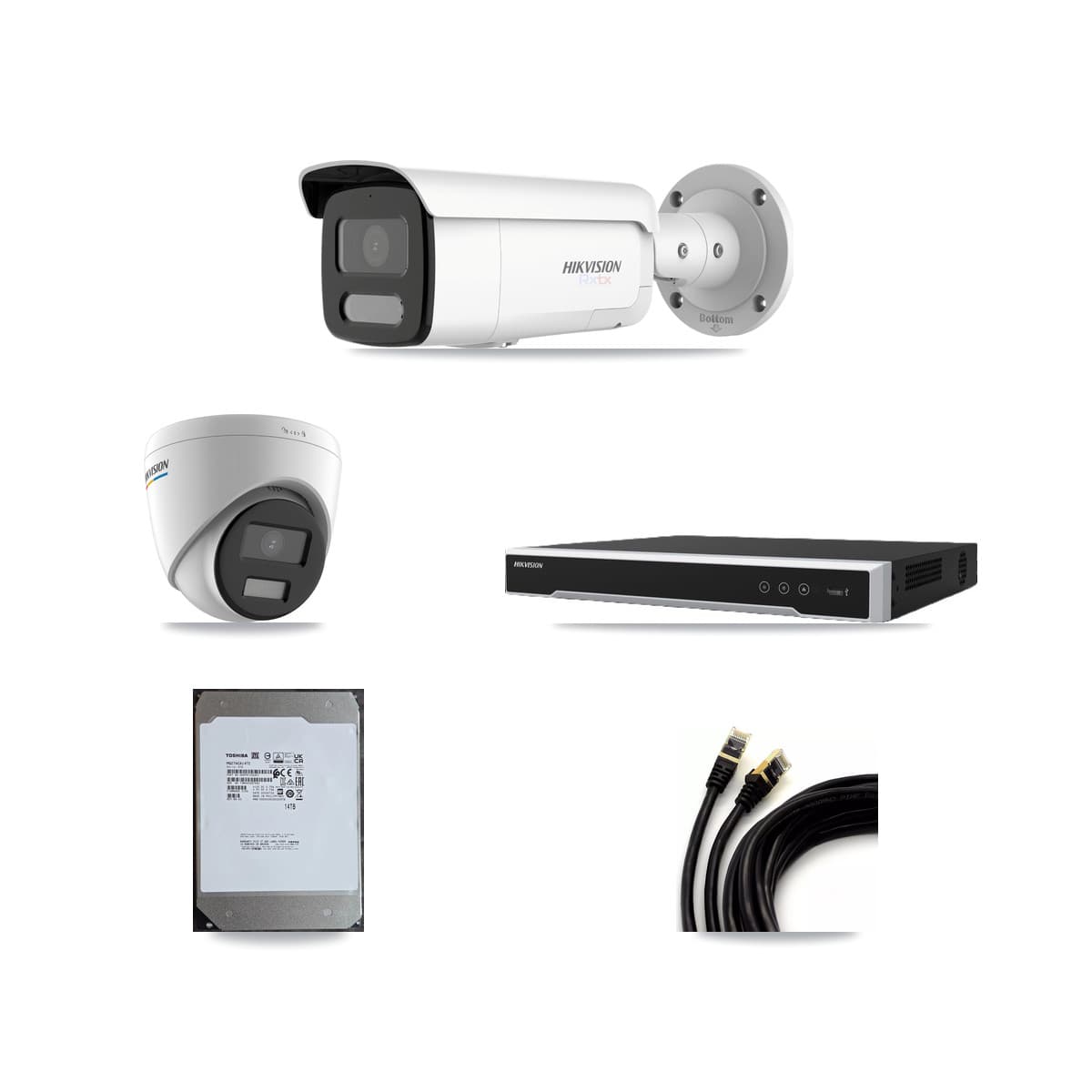 Hikvision 8-Channel 2MP – 4K CCTV Kit — 2 2MP Turret + 6 4K Bullet Cameras + 14TB Recording