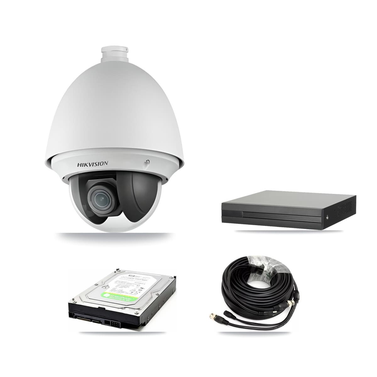 Hikvision 4-Channel 2MP CCTV Kit — 2 DS-2AE4225T PTZ Cameras + 1TB Recording (XVR-3104HS Recorder)