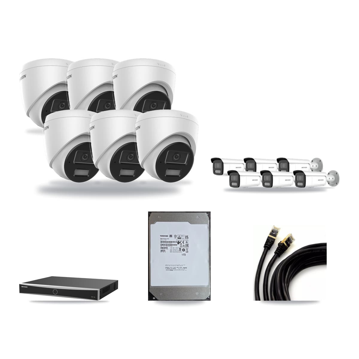 Hikvision 16-Channel 4MP CCTV Kit — 6 Turret + 6 Bullet Cameras + 14TB Recording (DS-7616NXI Recorder) - Image 1