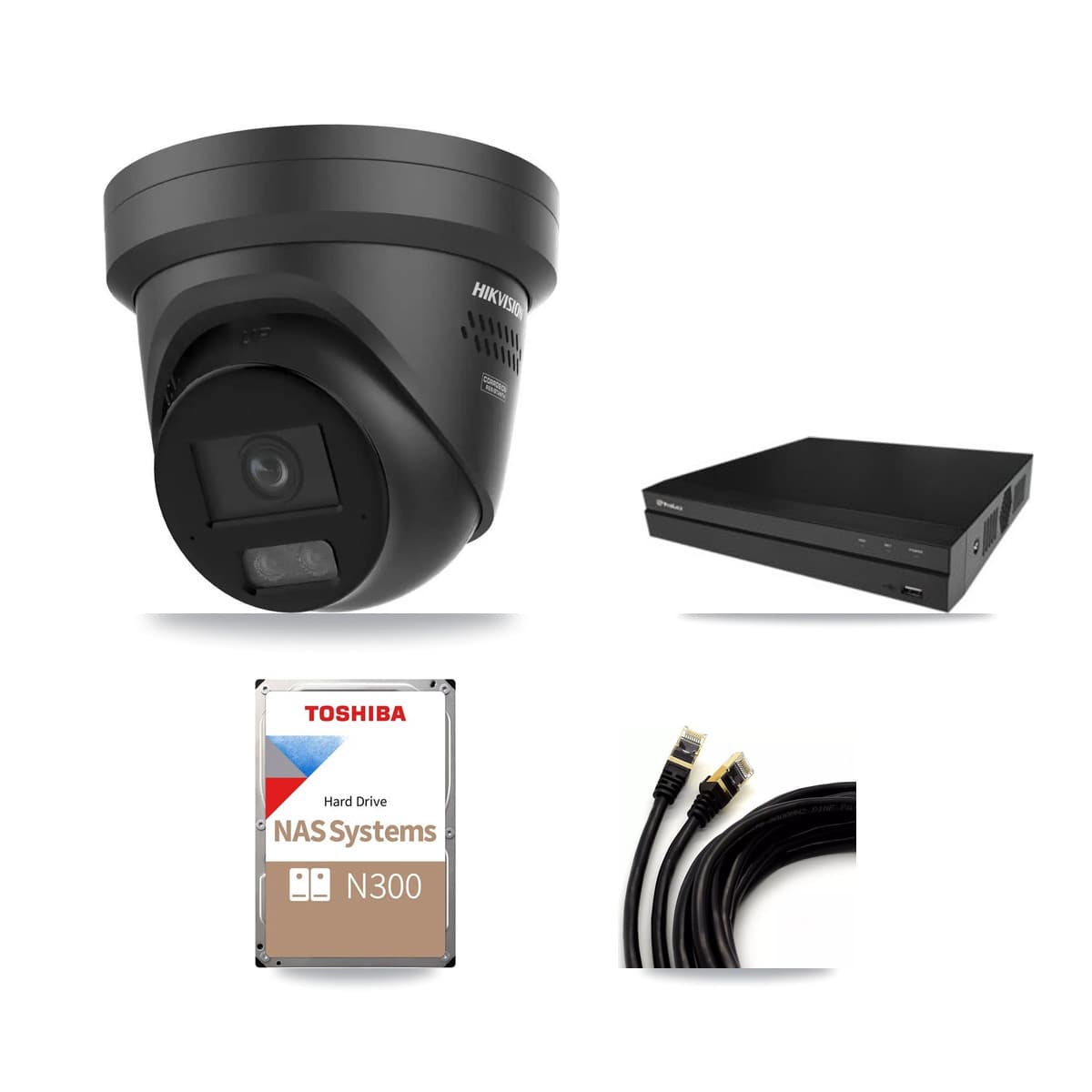 Hikvision & Prolux 16-Channel 4K CCTV Kit — 7 Black Turret Cameras + 18TB Recording