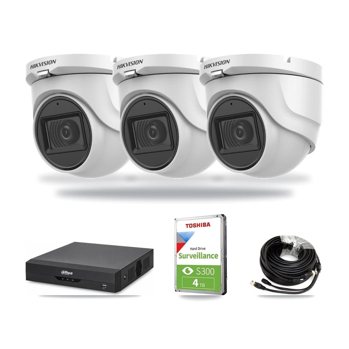 Hikvision & Dahua 4-Channel 5MP CCTV Kit — 3 Turret Cameras + 4TB Recording - Image 1