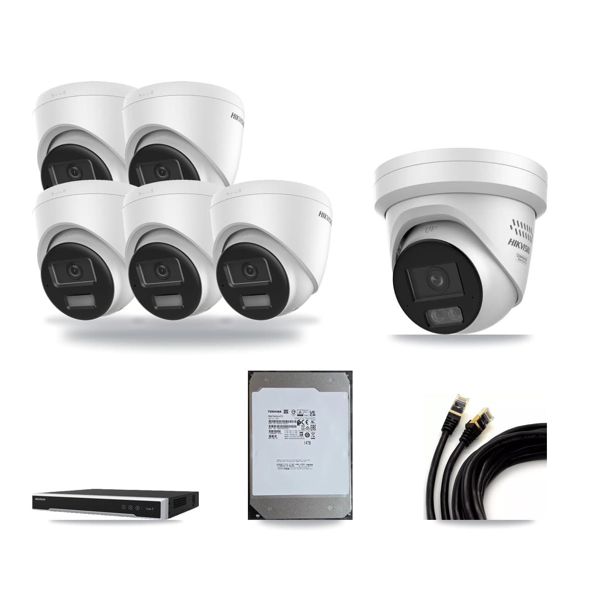 Hikvision 8-Channel 4MP – 4K CCTV Kit — 5 4K + 1 4MP Turret Cameras + 14TB Recording - Image 1