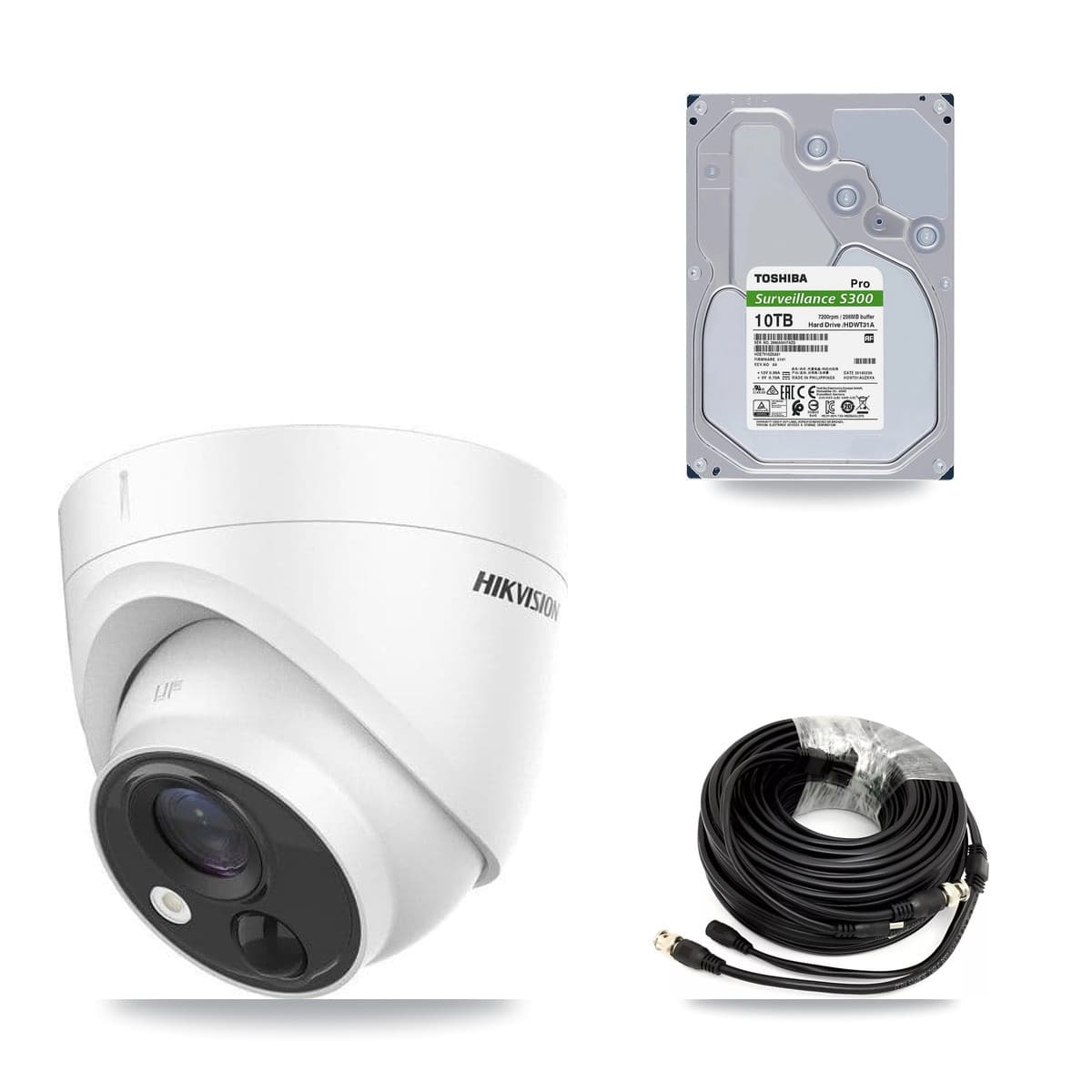 Hikvision 32-Channel 5MP CCTV Kit — 8 DS-2CE71H0T Turret Cameras + 10TB Recording (IDS-7332HUHI Recorder)