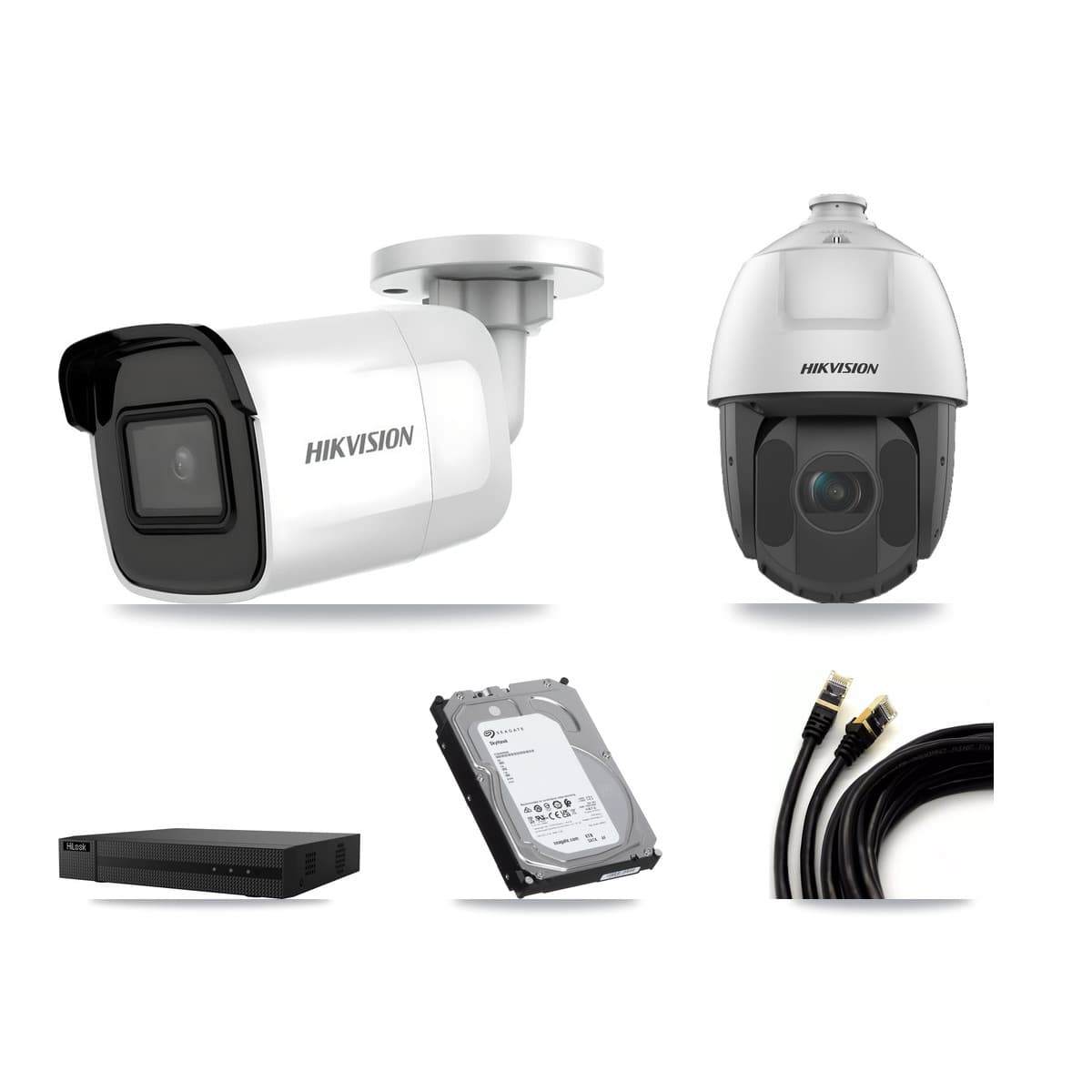 Hikvision & HiLook 8-Channel 2MP – 4K CCTV Kit — 3 4K Bullet + 1 2MP PTZ Cameras + 6TB Recording - Image 1