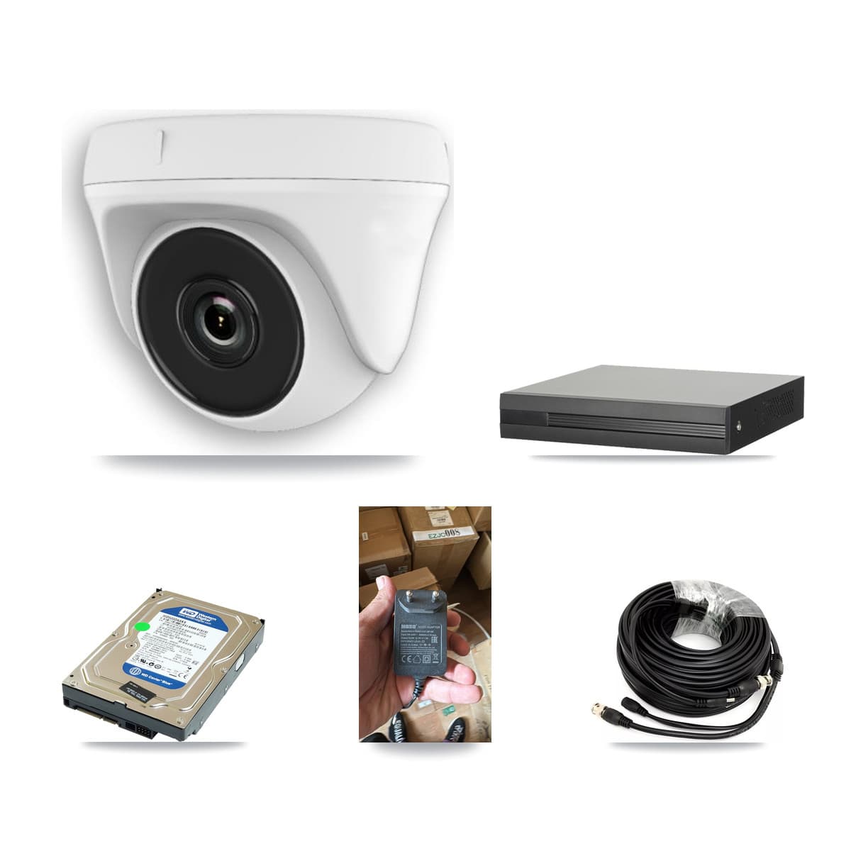 8-Channel 2MP CCTV Kit — 1 White Dome Camera + 500GB Recording (XVR-3108HS Recorder)
